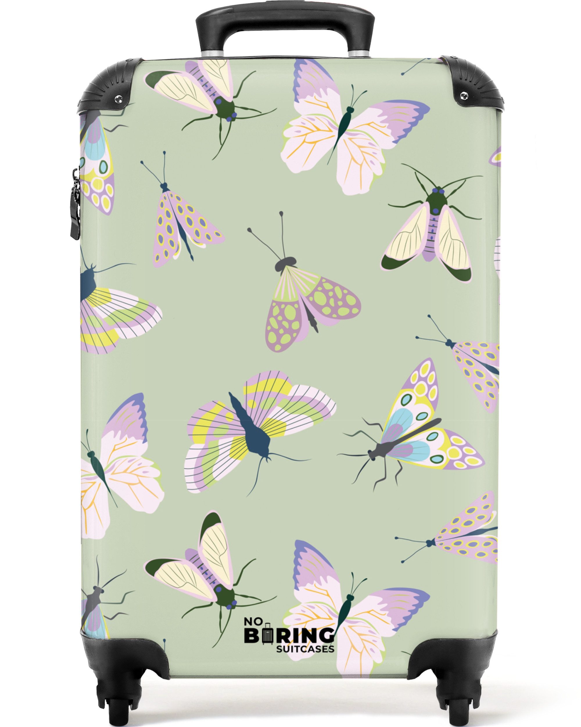 NoBoringSuitcases.com© Hartschalen-Trolley Grün mit Schmetterlingen 55x35x2 günstig online kaufen