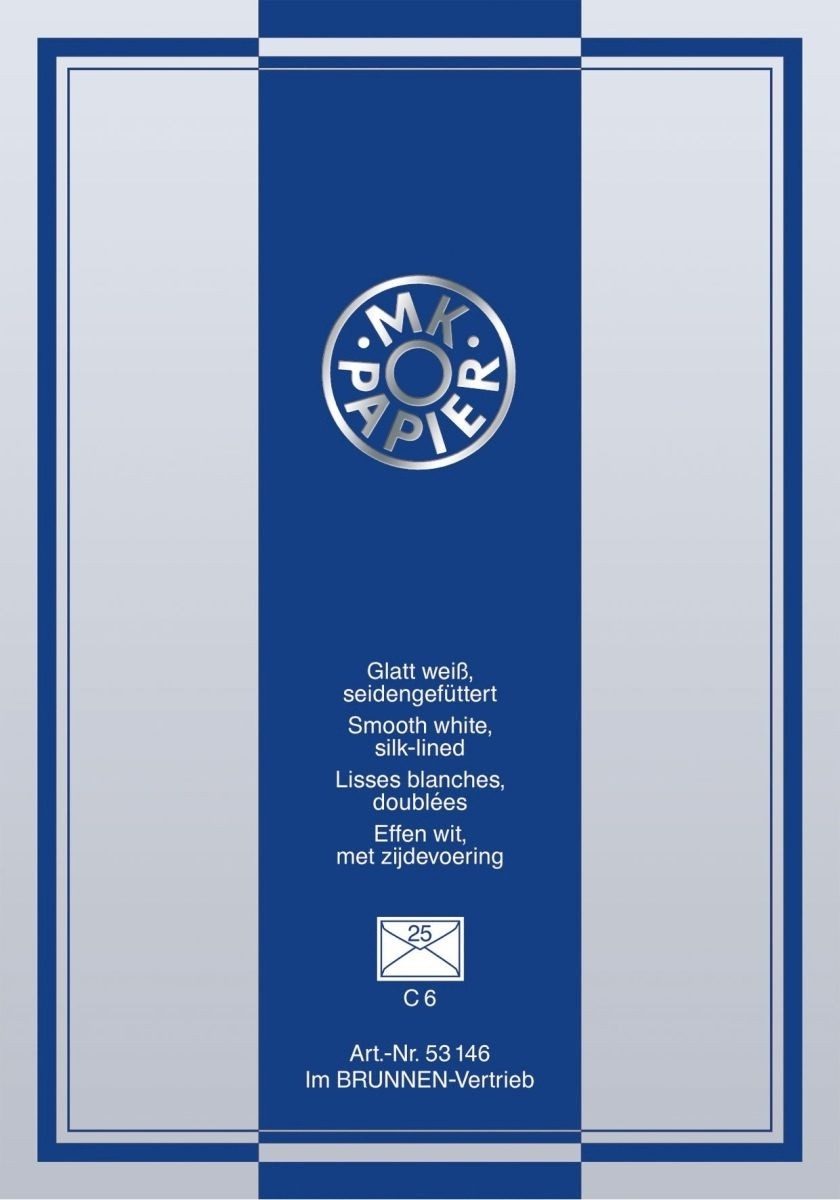 BRUNNEN Briefumschlag Конверты MK C6 Seidenfutter 80g/qm weiß VE=25 Stück