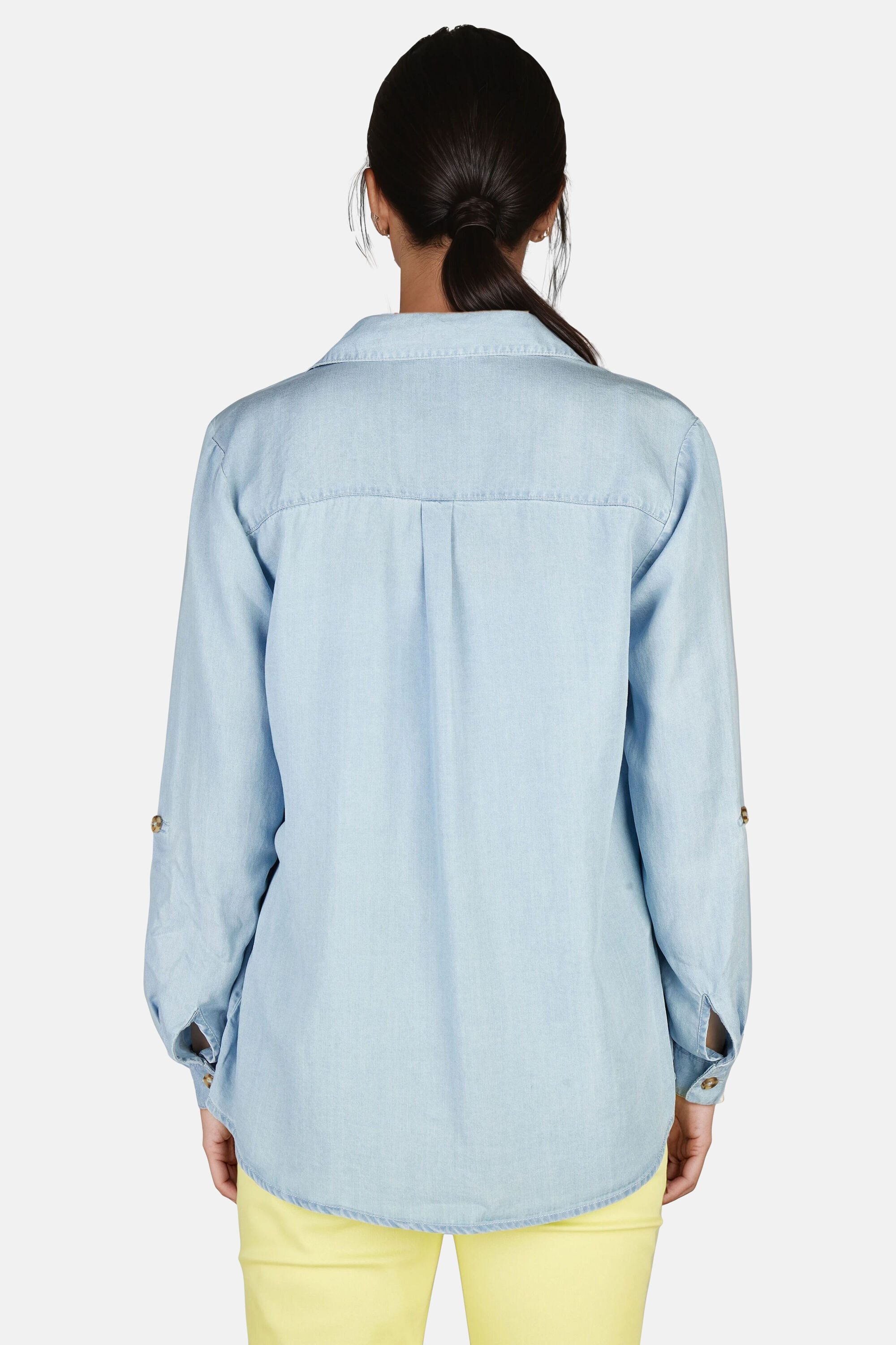NAVIGAZIONE Langarmbluse leichter Denimstoff