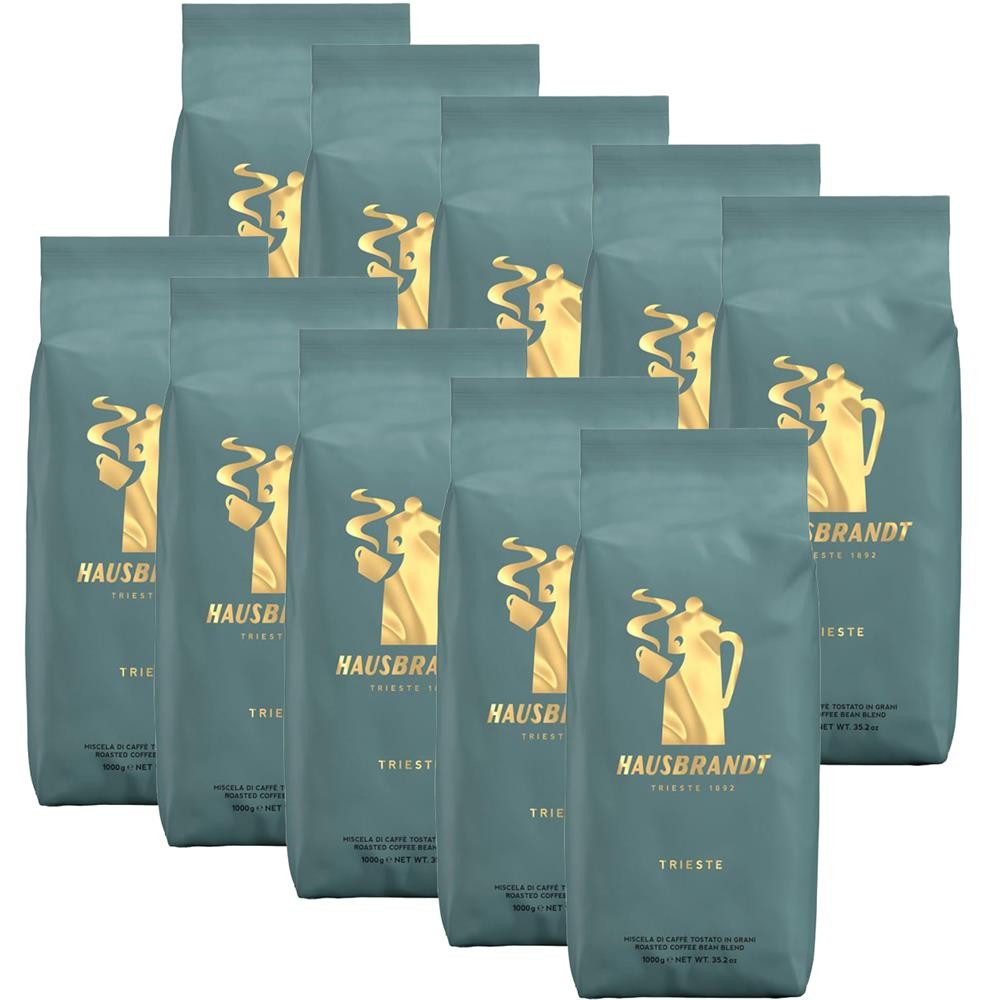 Hausbrandt Kaffee Trieste 10x1kg ganze Bohnen Kaffeebohnen, 10 x 1000 g, 70 % Arabica, 30 % Robusta