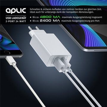 Aplic USB-Ladegerät (4800 mA, 2 Port Nezteil mit Smart Charge + Solid Charge, Leistungsstarke 24W)