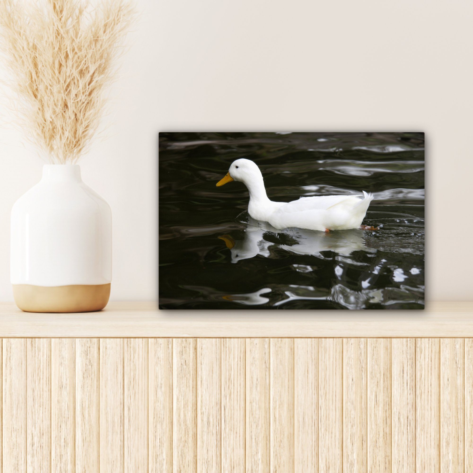 Wasser, Leinwandbild Aufhängefertig, OneMillionCanvasses® (1 St), Wanddeko, Ente Weiß Leinwandbilder, 30x20 Wandbild - cm -