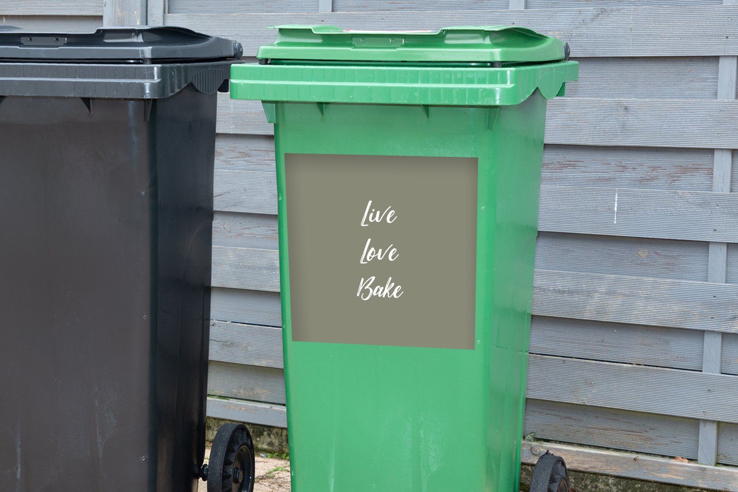 MuchoWow St), Abfalbehälter Zitate Sprichwörter - Liebe Mülltonne, - (1 Mülleimer-aufkleber, Backen Wandsticker Leben Backen Sticker, Container, -