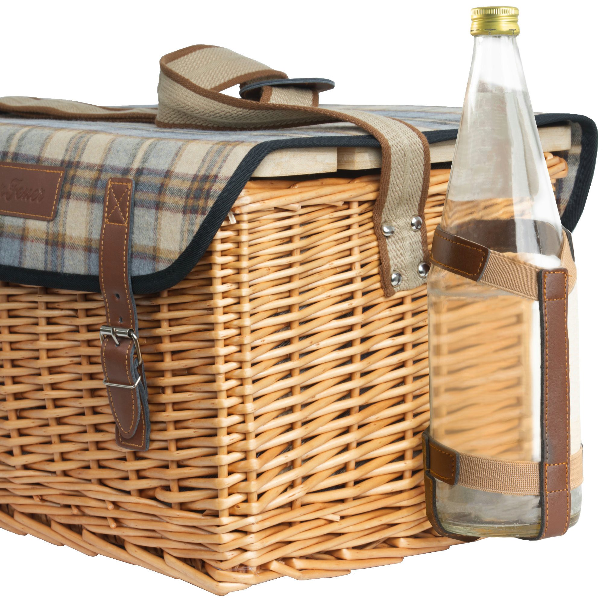 CampFeuer Picknickkorb 4 Personen mit Geschirr-Set und Serviertisch, 25-teilig, Weidenkorb mi (1 St) – Bild 5 von 5