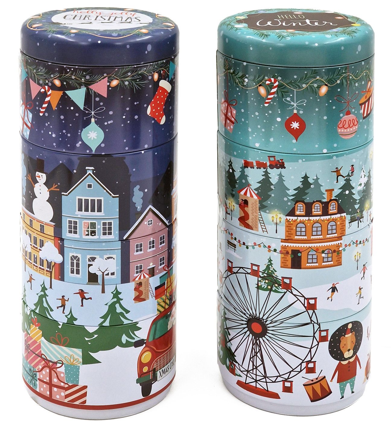 matrasa Keksdose Stapel Keksdosen Weihnachten Rund 2er Set - Plätzchendose Blechdose, Metall, (Set, 2-tlg., 2er Set)