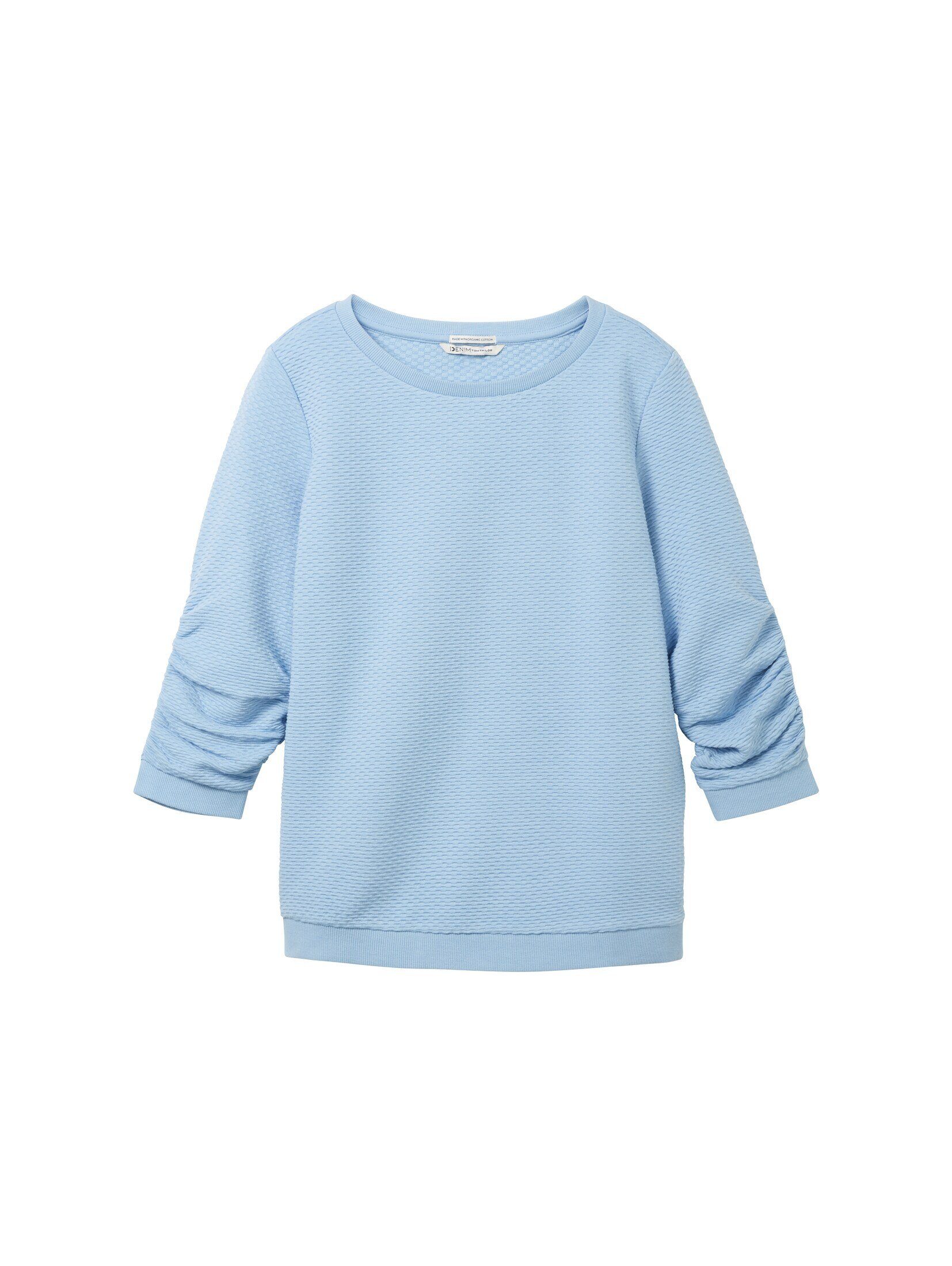 TOM Sweatshirt Denim Soft Sweatshirt Charming TAILOR Blue Strukturiertes
