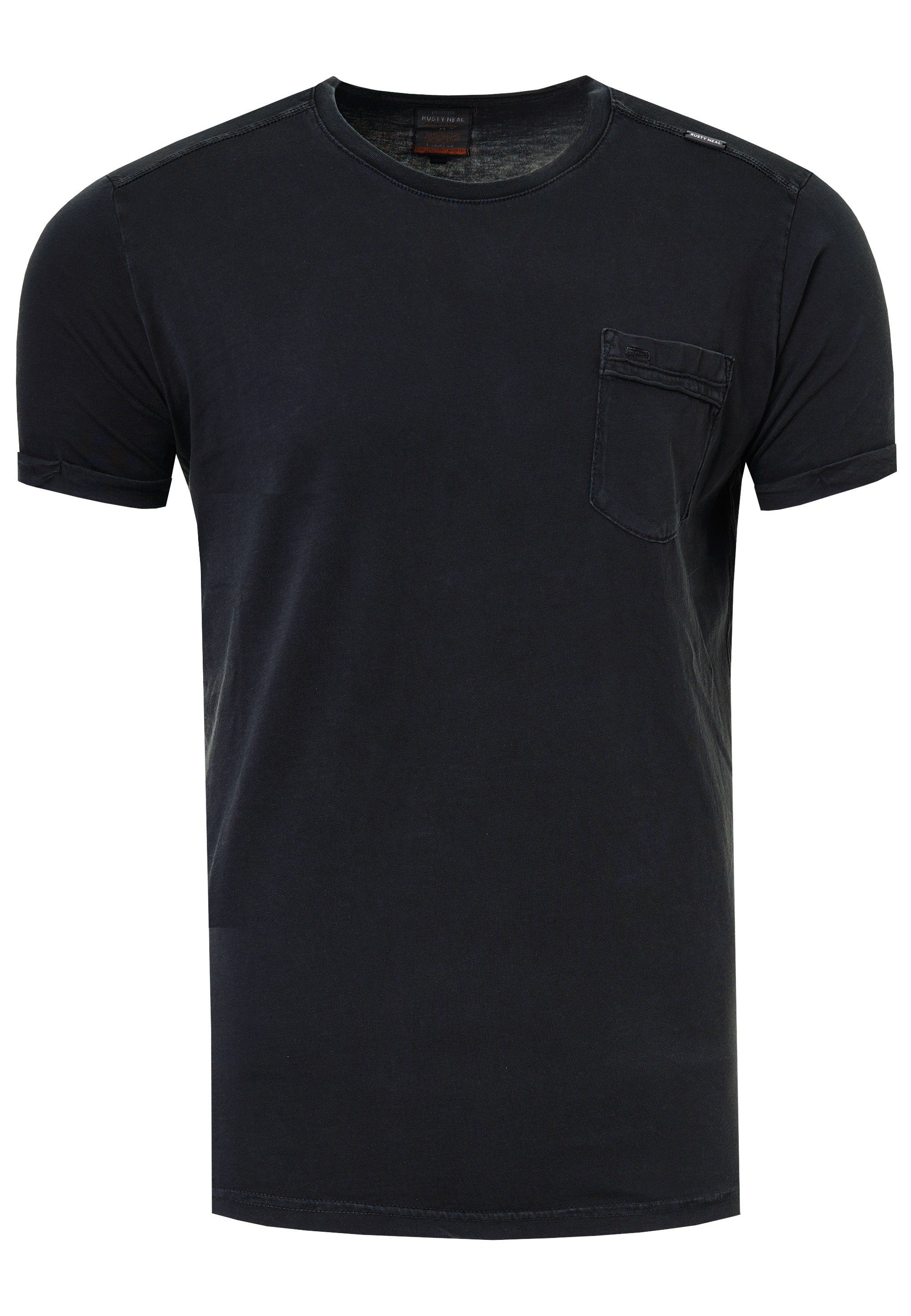 Rusty Neal T-Shirt Brusttasche schwarz mit aufgesetzter