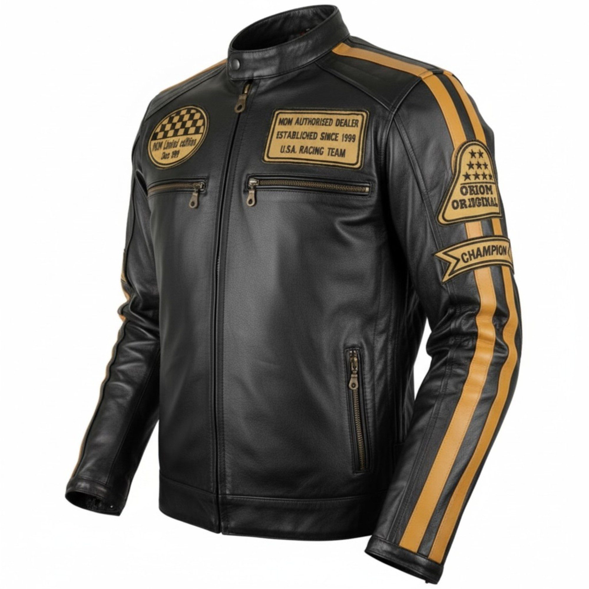 MDM Lederjacke Herren Biker Leder Jacke Freizeit Motorrad Lederjacke mit Pr günstig online kaufen