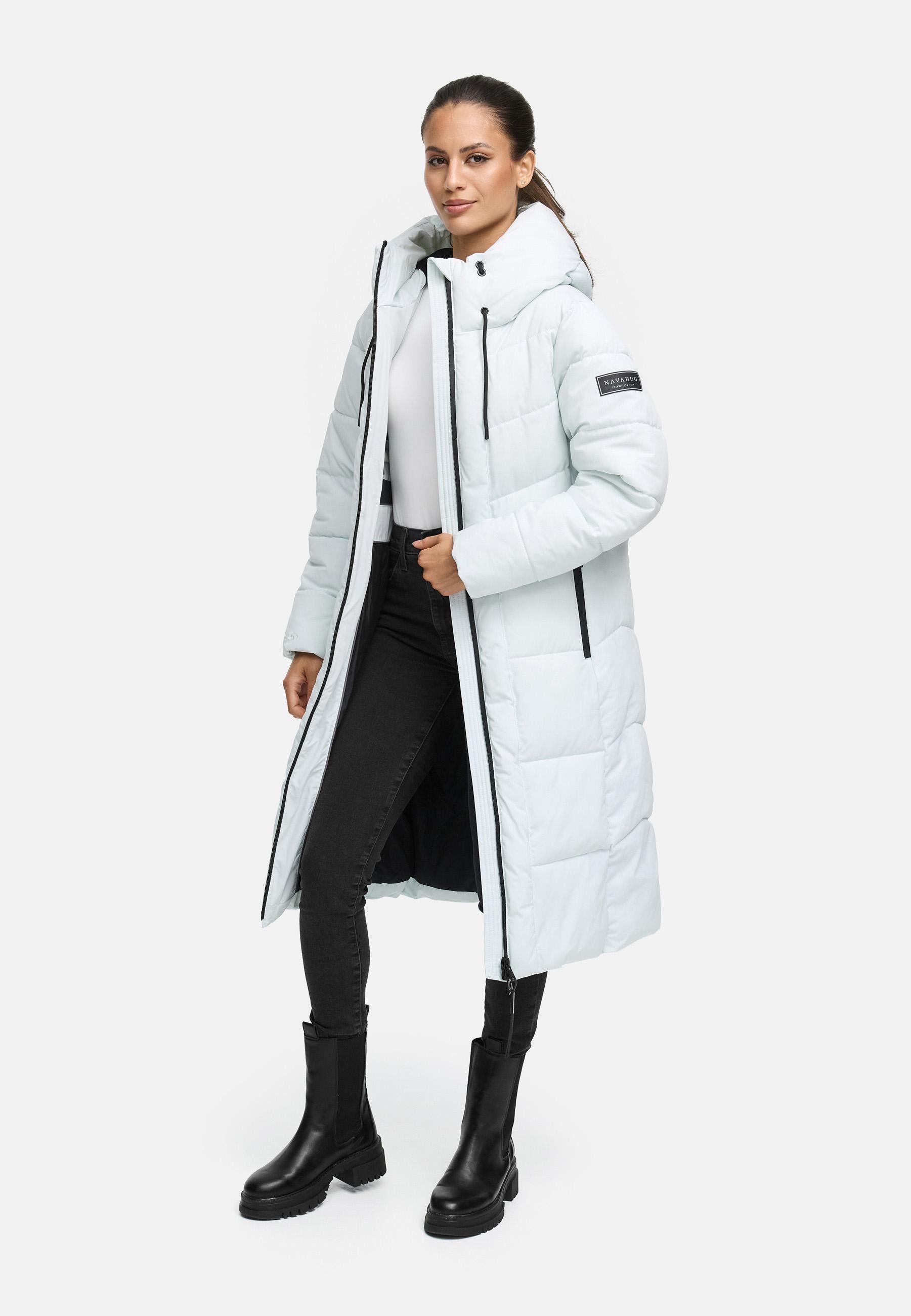 Navahoo Steppmantel Schokokuss XIV Warmer Damen gesteppter Wintermantel mit Kapuze
