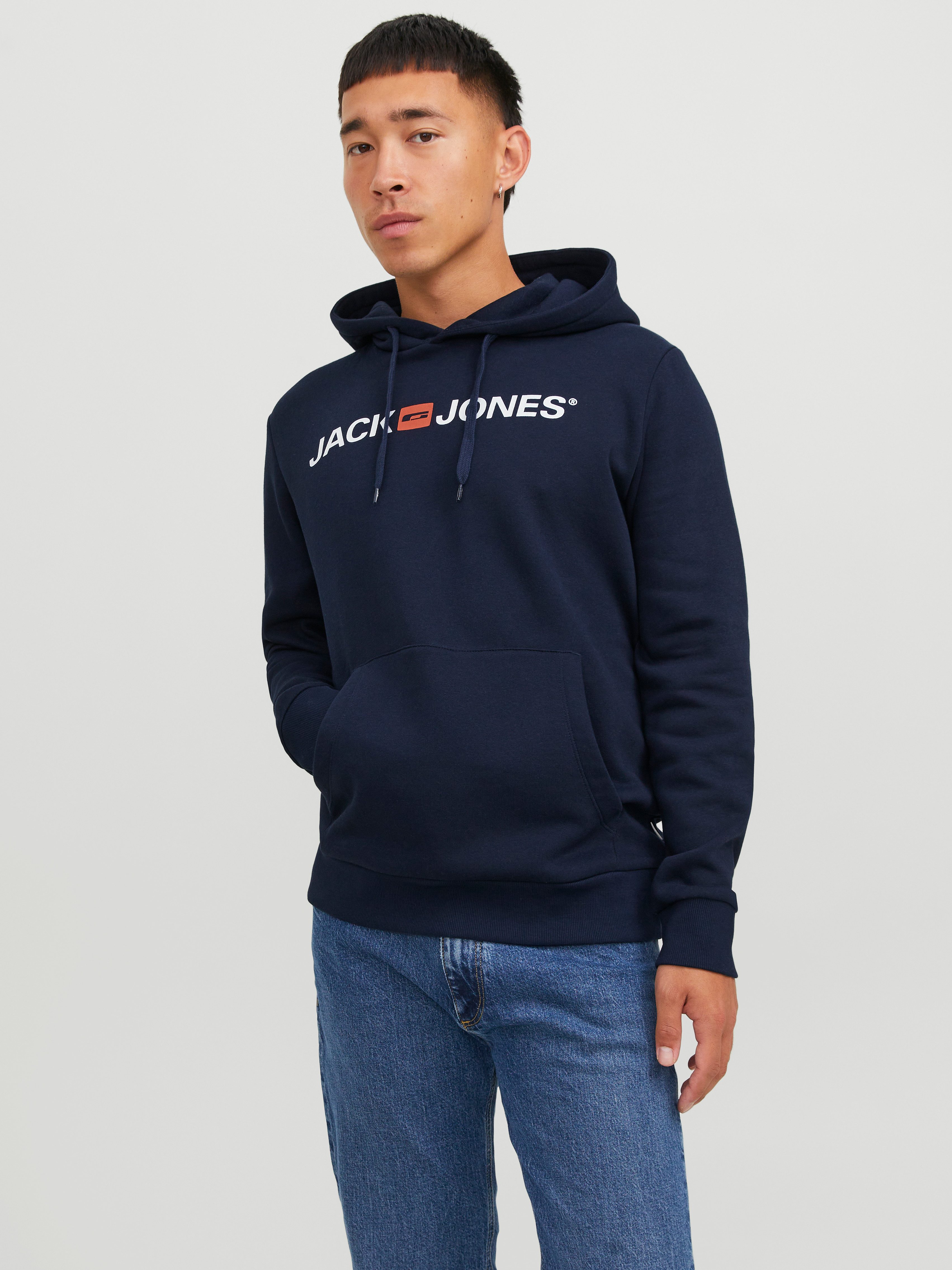 Jack & Jones Kapuzensweatshirt JJECORP Hoodie mit Logo und hohem Tragekomfort bedruckt, casual, regular fit, Baumwollmischung, Rundhals