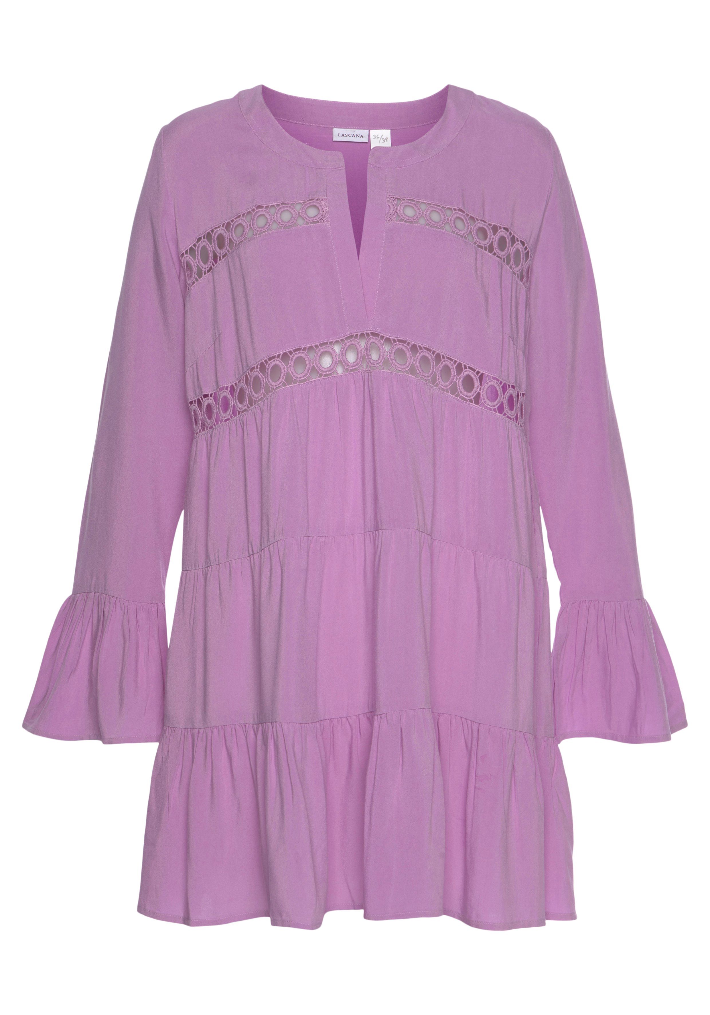 LASCANA Longbluse, mit Spitzeneinsätzen, Tunika, Blusenkleid, Strandmode günstig online kaufen