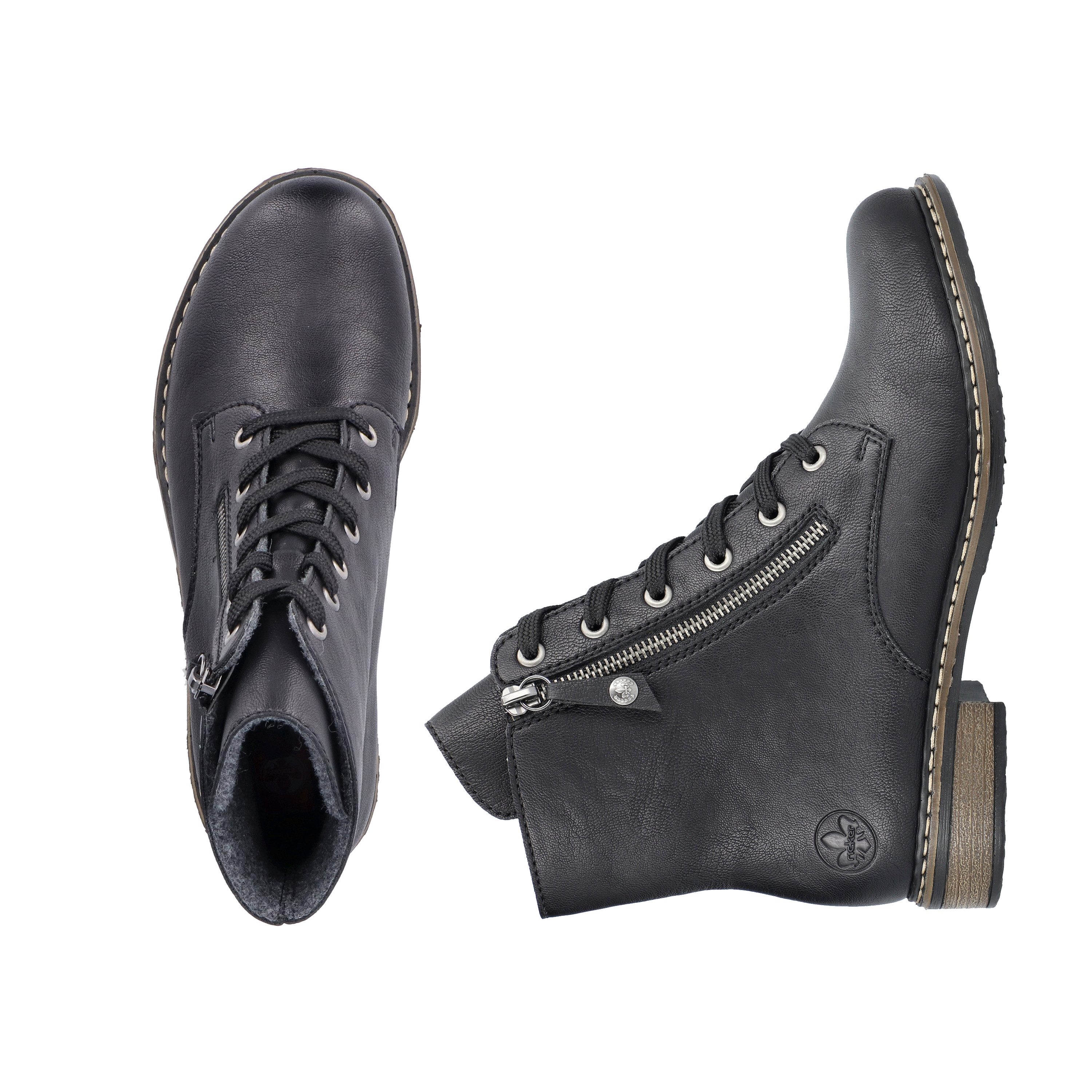 Rieker Stiefelette Schnürstiefelette, Schnürboots mit Reißverschluss an der Außenseite