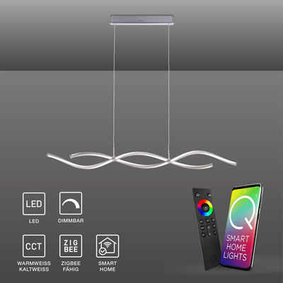 Paul Neuhaus Smarte LED-Leuchte »Q - MALINA Smart Home CCT«, Hängelampe dimmbar per Fernbedienung, wellenförmig