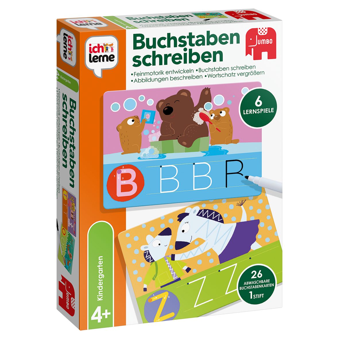 Jumbo Spiele Spiel ich lerne Buchstaben schreiben, Lernspiel, Jumbo Spiele 19718 ich lerne Buchstaben schreiben, Lernspiel, Made in Europe