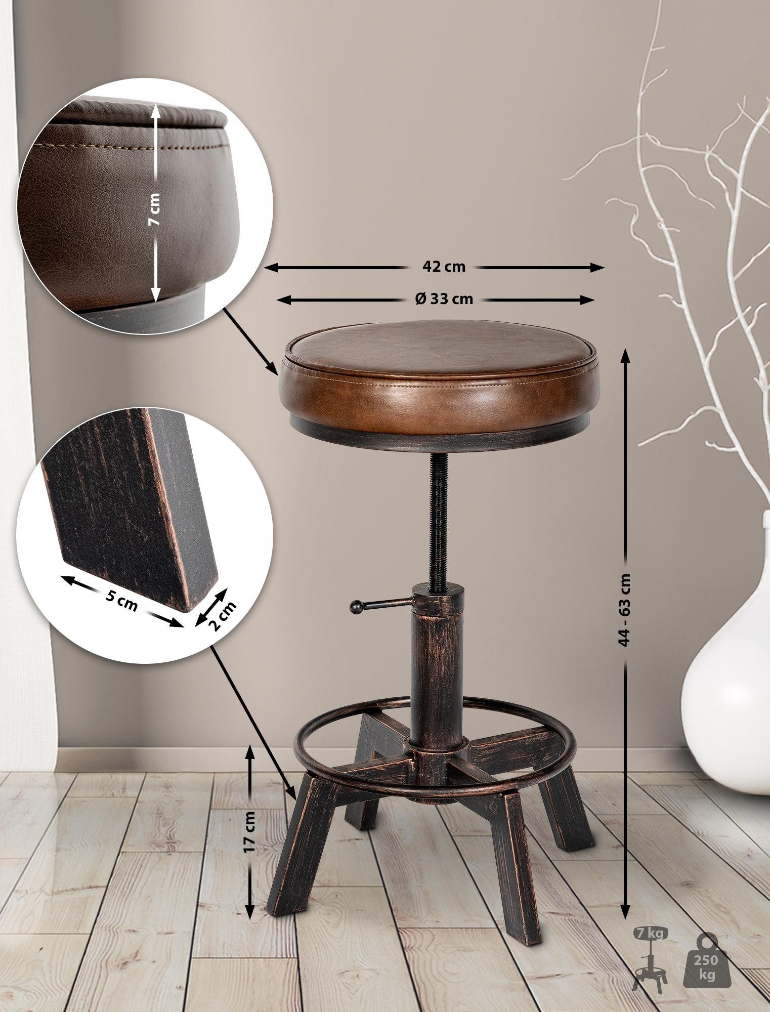 CLP Sitzhocker Destin, im Industrial Design, mit Kunstlederbezug günstig online kaufen