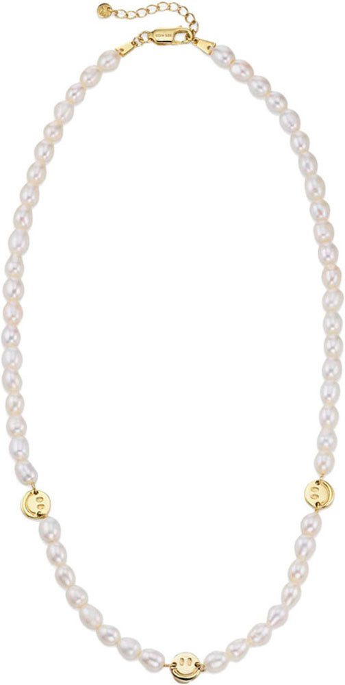 Firetti Perlenkette Schmuck Geschenk Silber 925 Halsschmuck Halskette Smiley, mit Perle (synth)