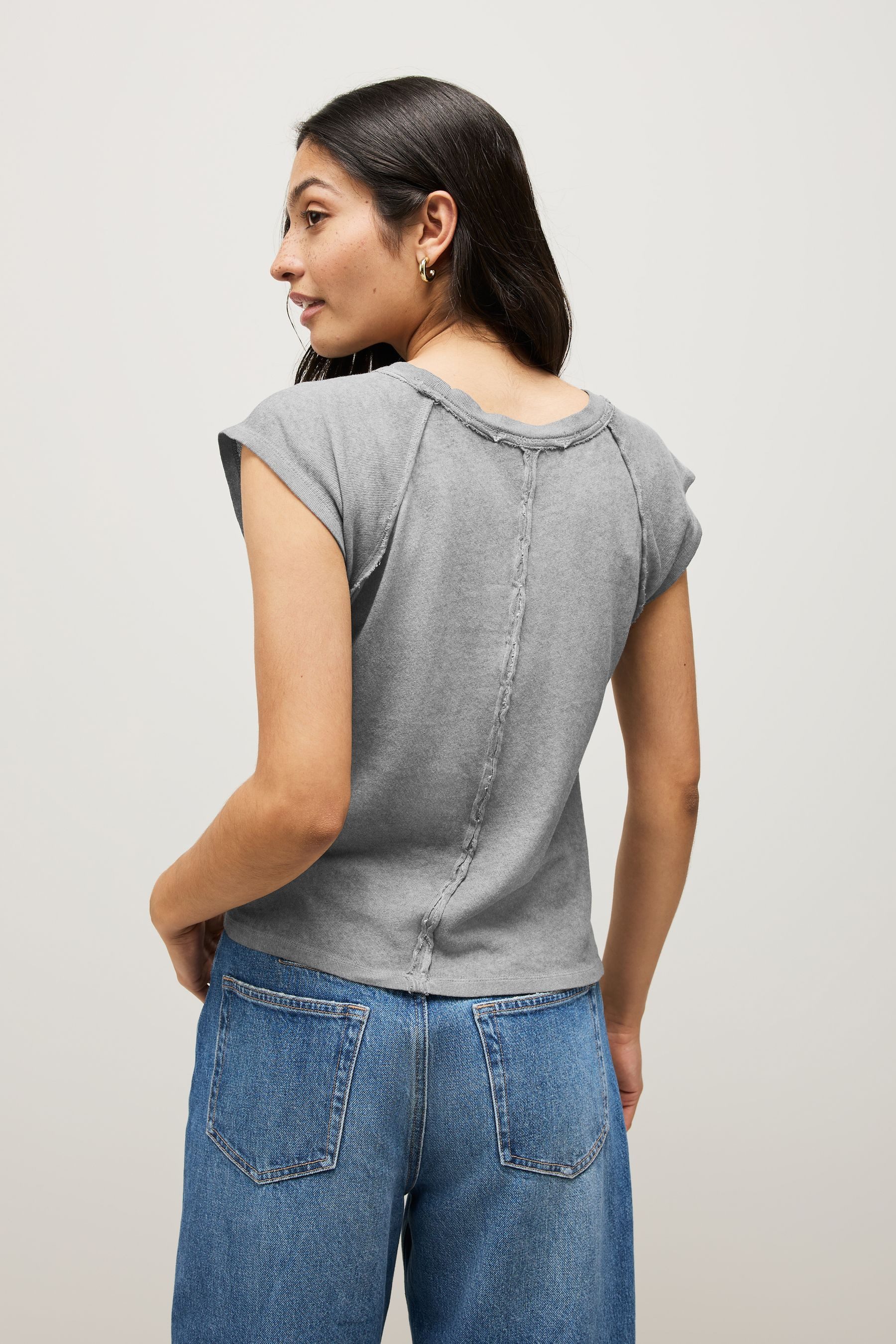 Next Shirttop Gewaschenes T-Shirt mit offenen günstig online kaufen