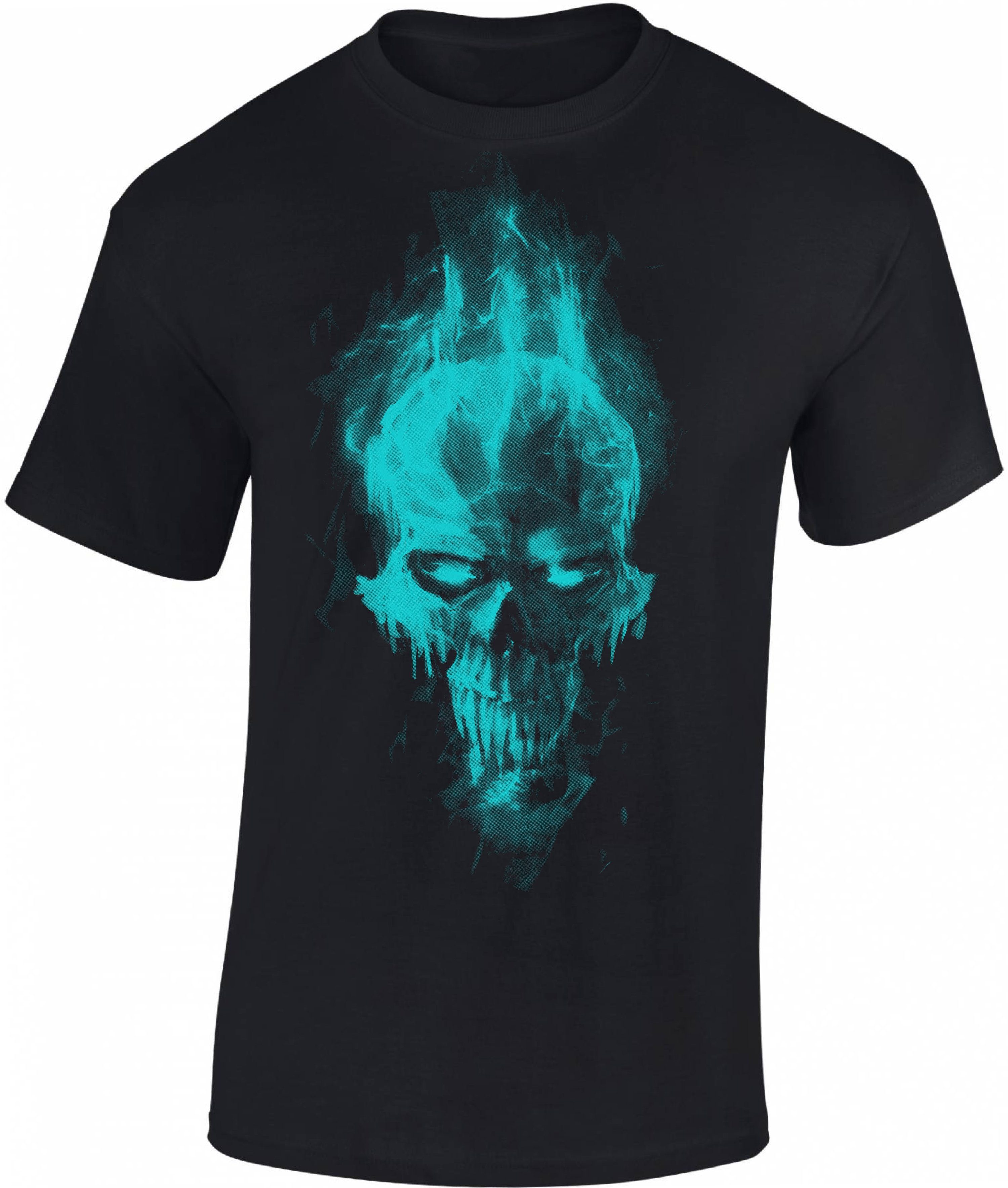 Baddery Print-Shirt Totenkopf Shirt - Dämon Schädel - Horror Skull Halloween Death, hochwertiger Siebdruck, auch Übergrößen, aus Baumwolle