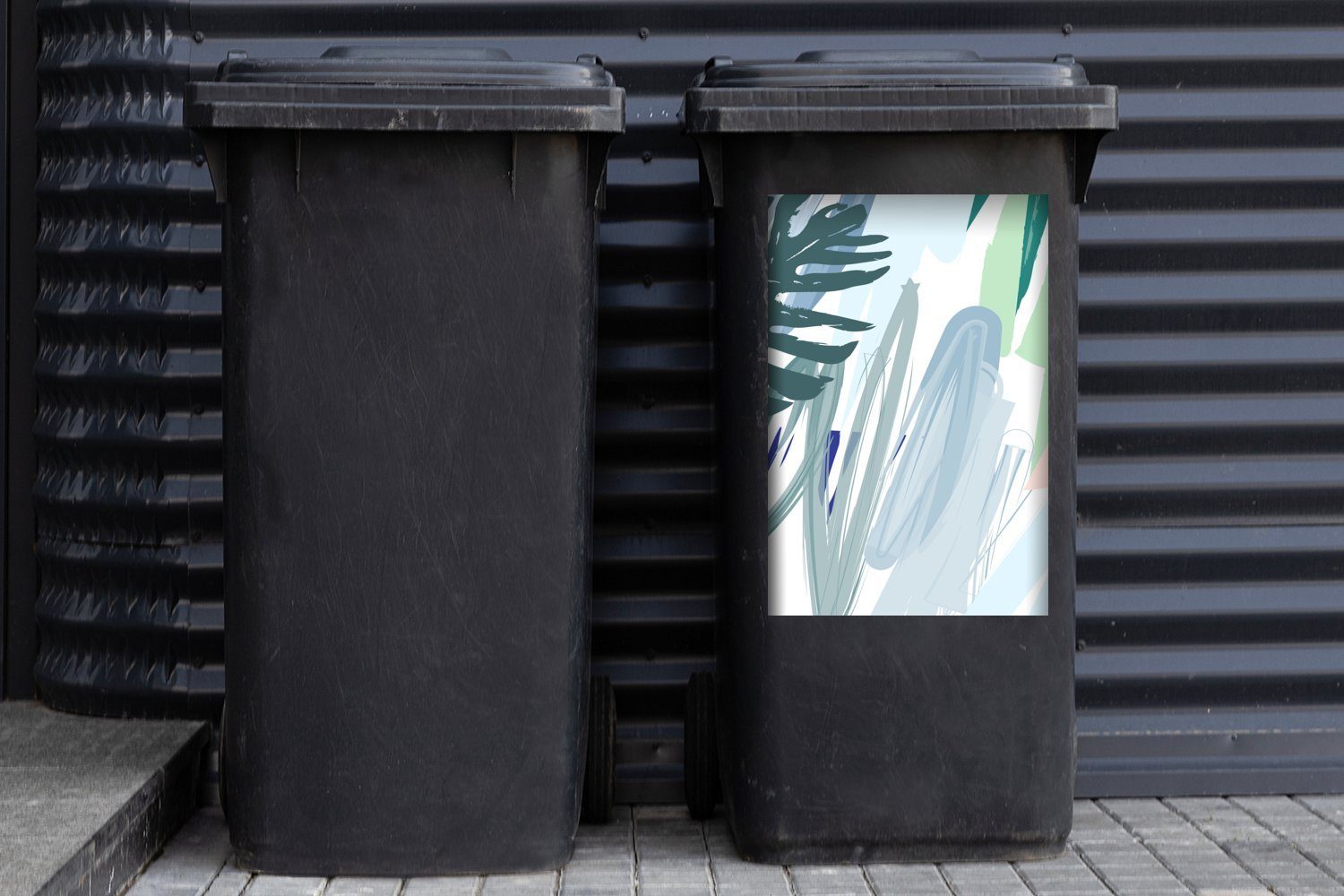 MuchoWow Wandsticker - - - Weiß Abfalbehälter Grün Container, Farbe Mülleimer-aufkleber, St), Sticker, Mülltonne, Sommer (1