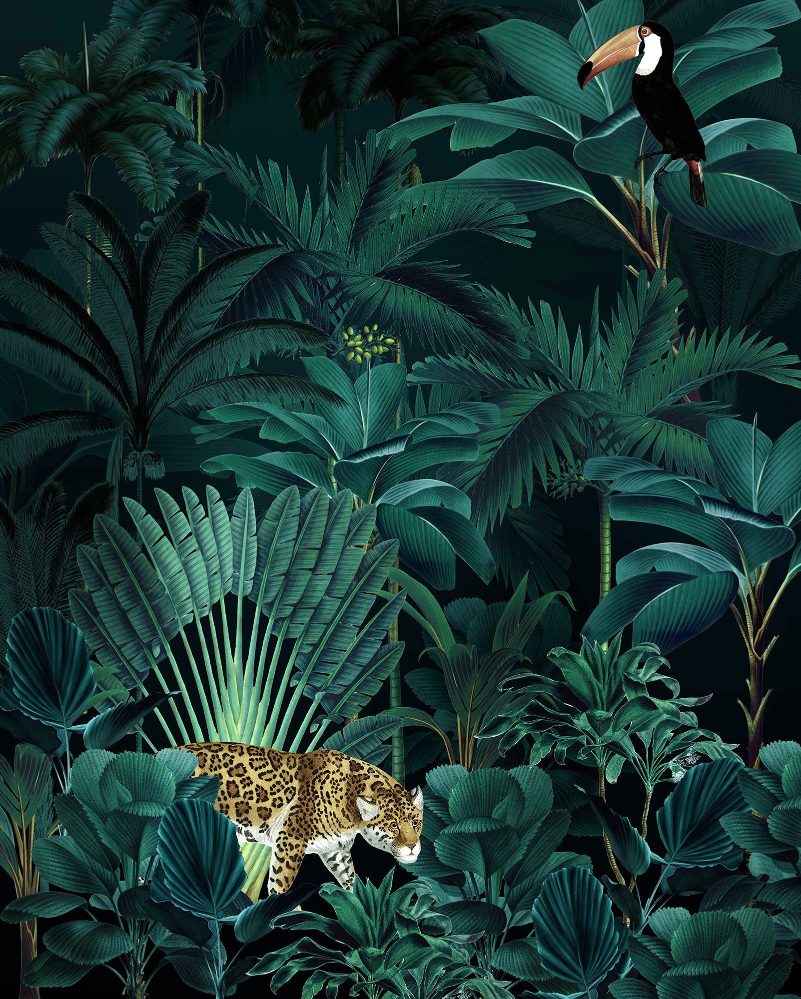 Komar Fototapete »Jungle Night«, glatt, bedruckt, floral, natürlich online  kaufen | OTTO