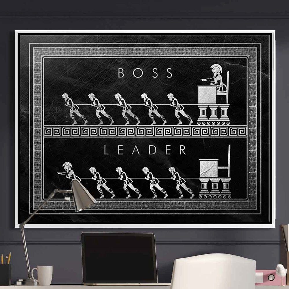 DOTCOMCANVAS® Leinwandbild, Boss Anführer schwarzer Chef Mitarbeiterführung Leader ein Moti Leinwandbild sei Rahmen