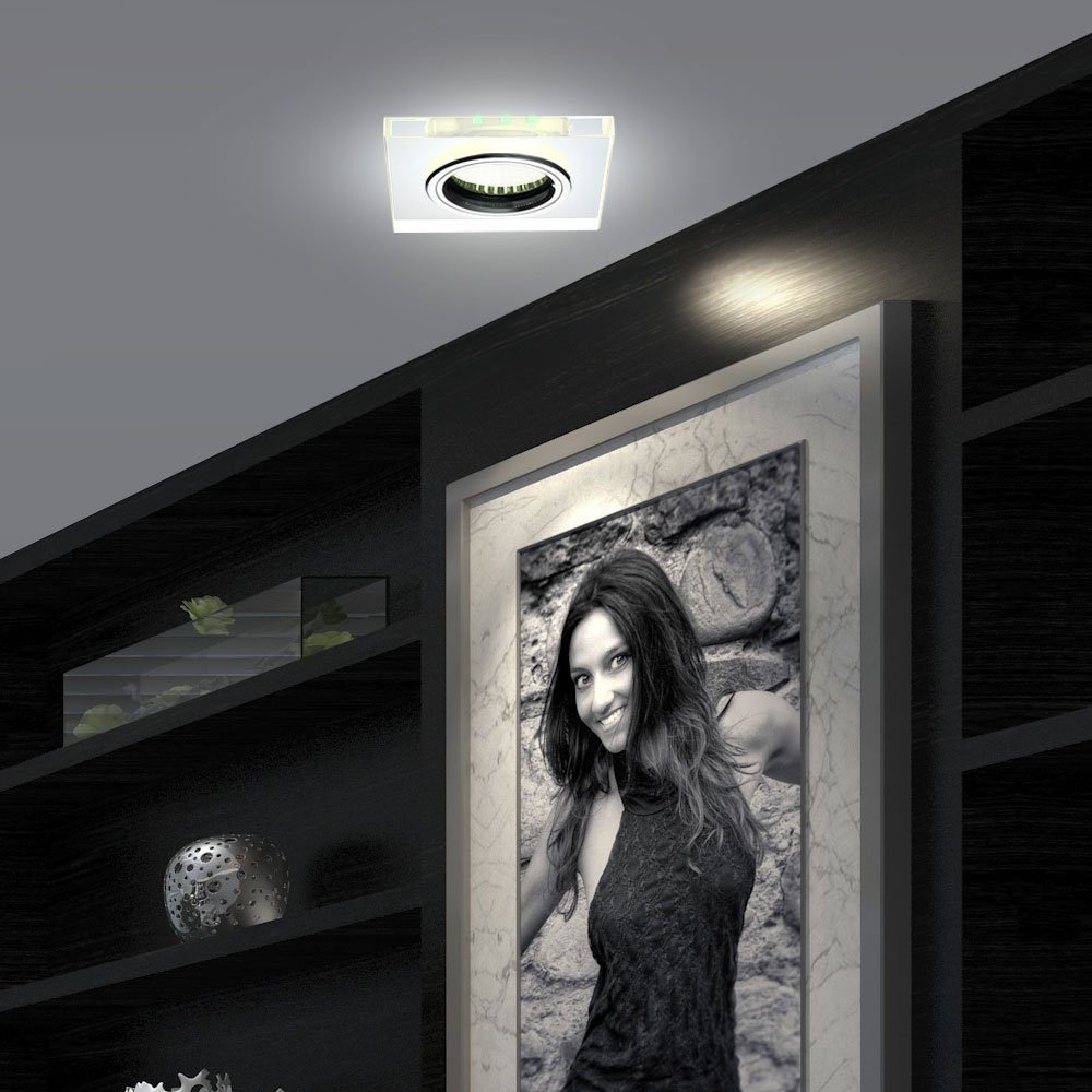 Warmweiß, Lampen Deko LED 4er Zimmer Set Wohn Spots Einbaustrahler, Einbau Glas LED Decken inklusive, etc-shop Leuchtmittel Arbeits