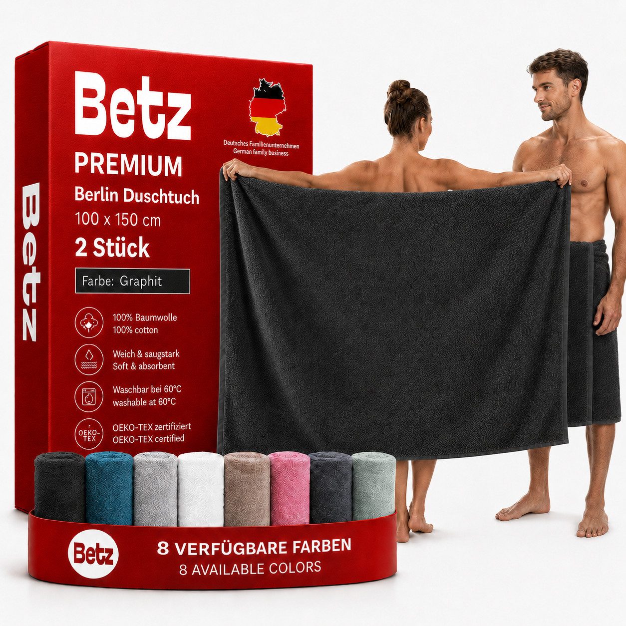 Betz Badetuch Maxi Duschtuch XXL BERLIN Größe 100x150cm, 100% Baumwolle