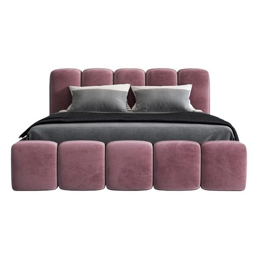 A&J MÖBELLAND GMBH Polsterbett SONIC mit Bettkasten und Lattenrost 160x200 cm Flamingo