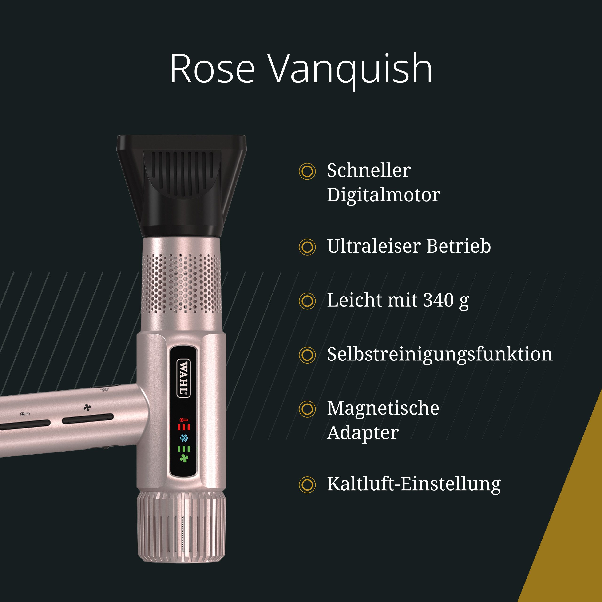 WAHL GmbH Haartrockner Wahl Vanquish-Haartrockner, mit Düsen, Roségold