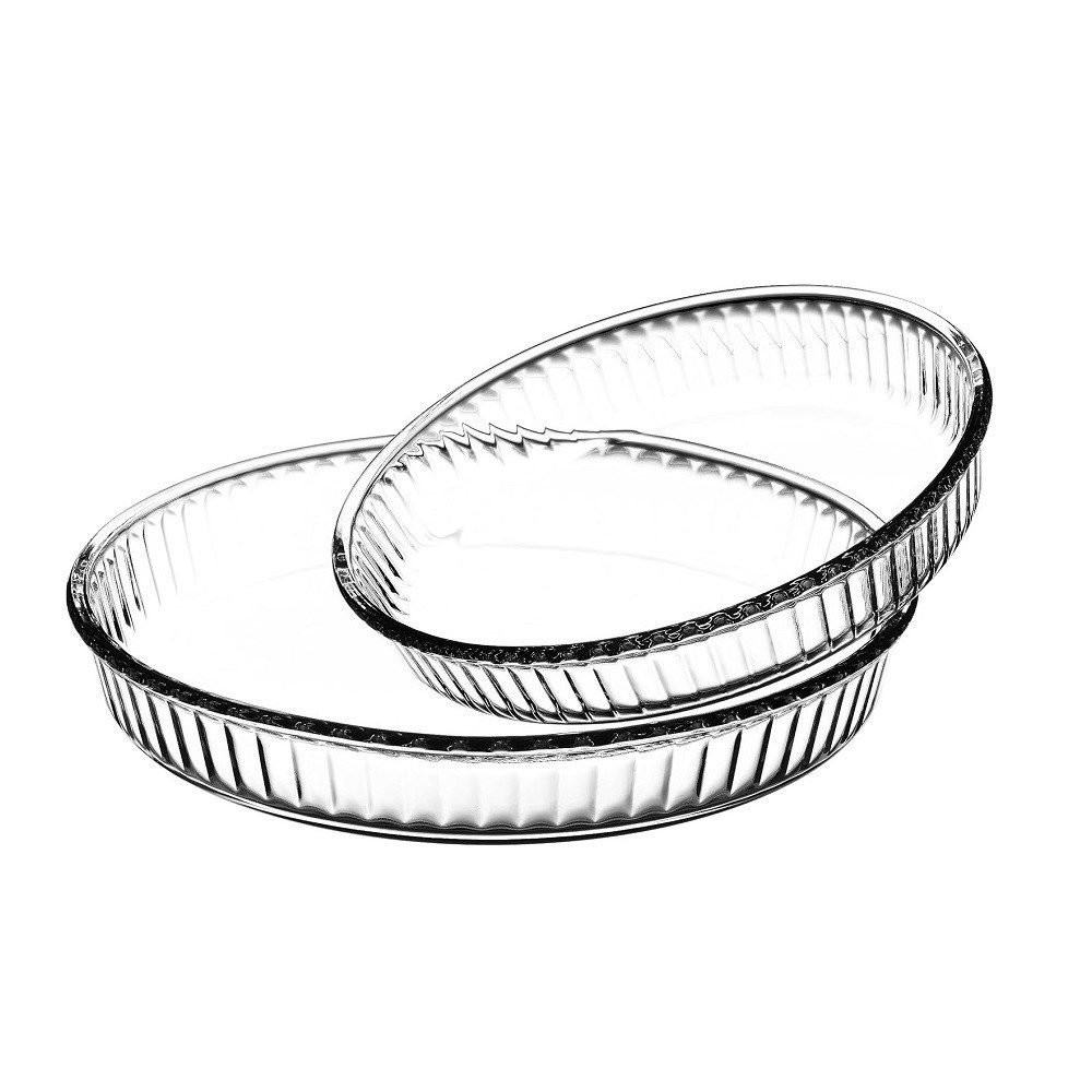 Pasabahce Auflaufform Pasabahce Borcam Ofenschalen Set rund 26/32 cm 2tlg., Borosilikatglas