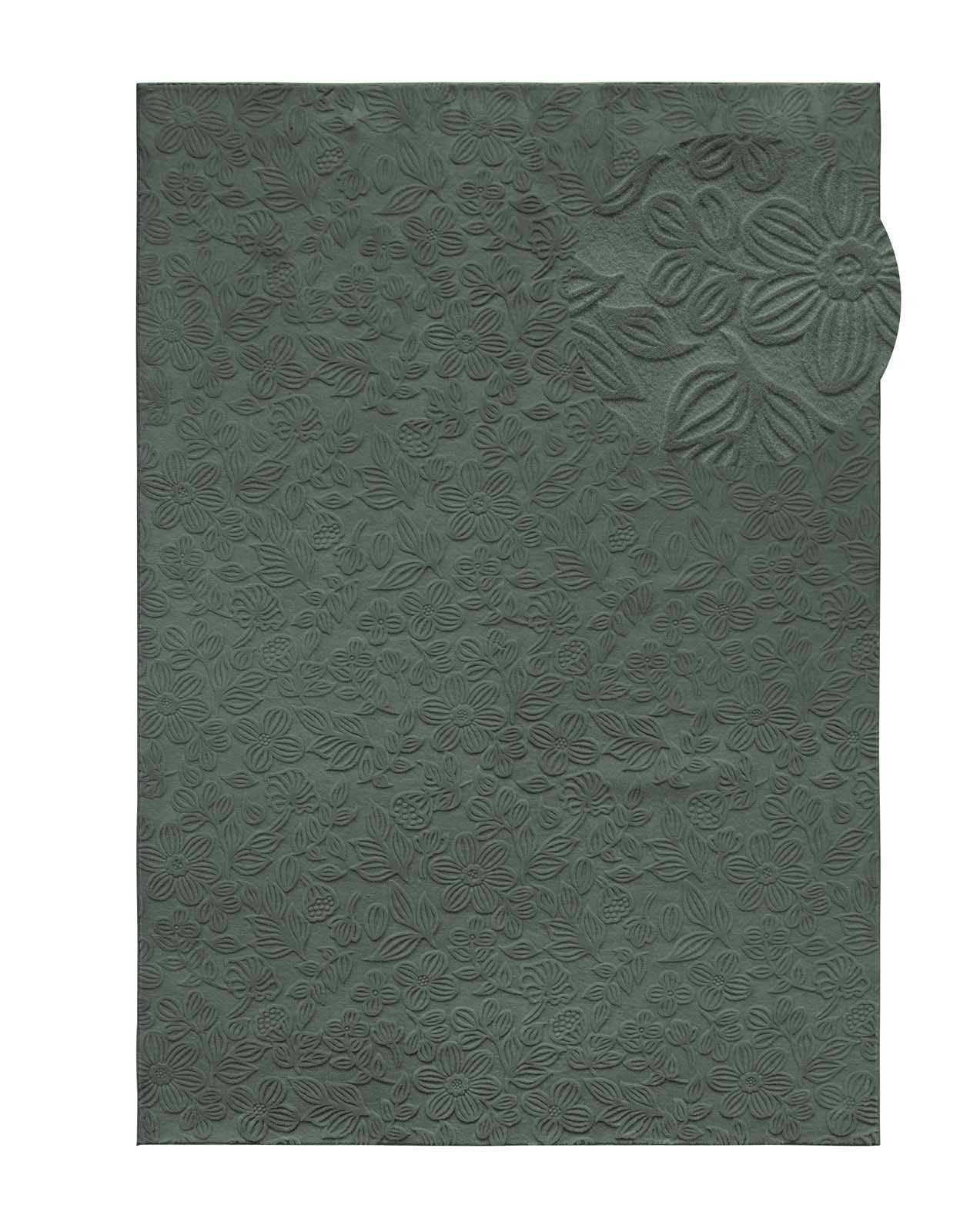 TaCa Home Teppich Kurzflor Teppich Hasenfell Optik, rund, Höhe: 10 mm, Wohnzimmer, Kinderzimmer, Esszimmer, Flora Grün - 80 x 80 cm rund