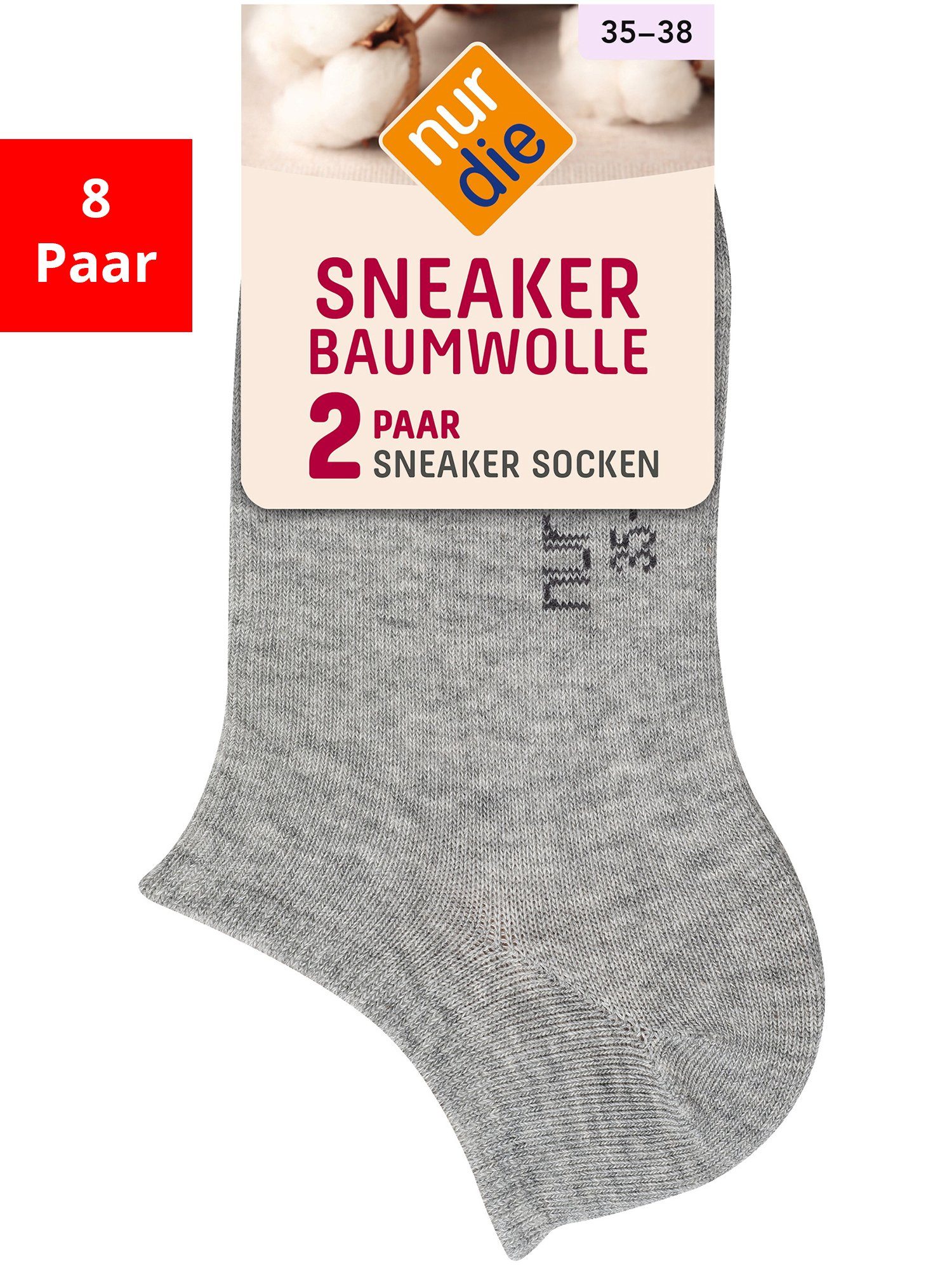 Sneakersocken (8-Paar) Nur Die Baumwolle hellgraumel.