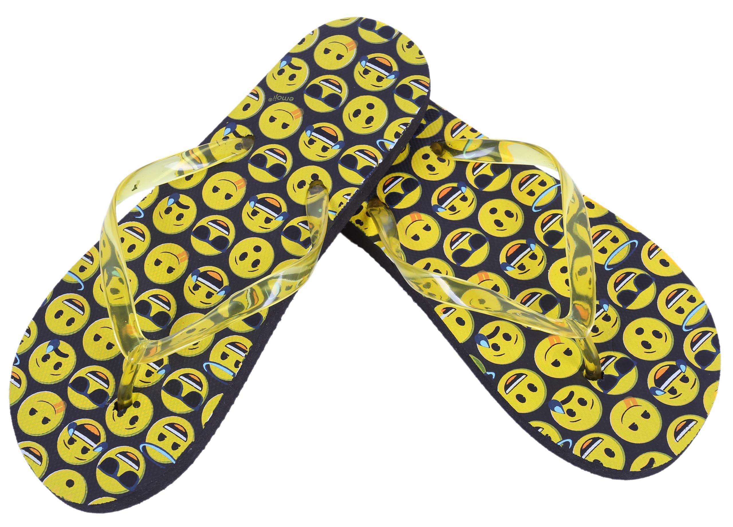 Sarcia.eu Schwarz-gelbe Flip-Flops mit Emoticons, gelbe Streifen 30-31 EU Badezehentrenner