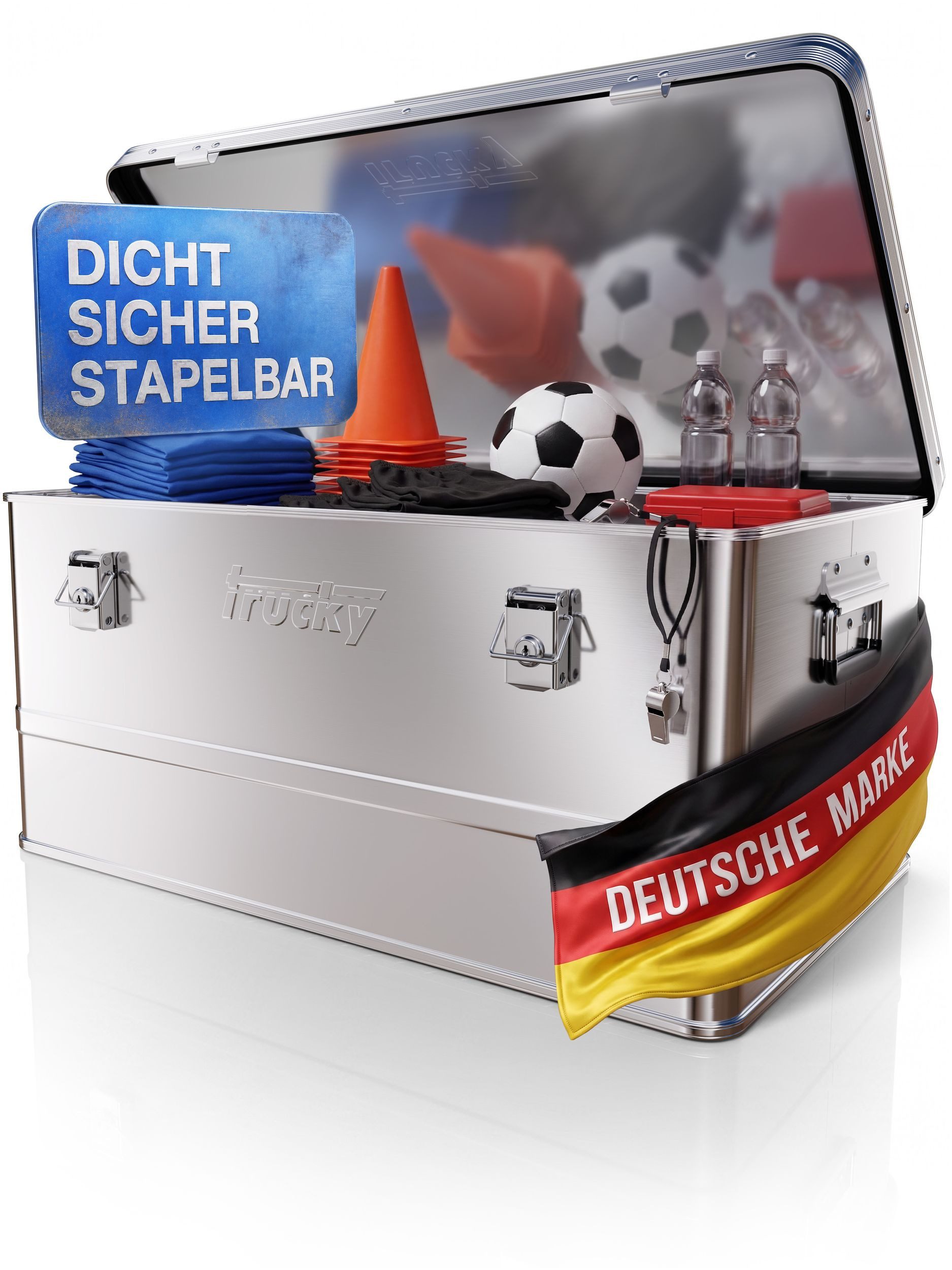 Trucky Allzweckkiste Aluminium Box mit Deckel Silber Alukiste Alu Kiste Abschliessbar
