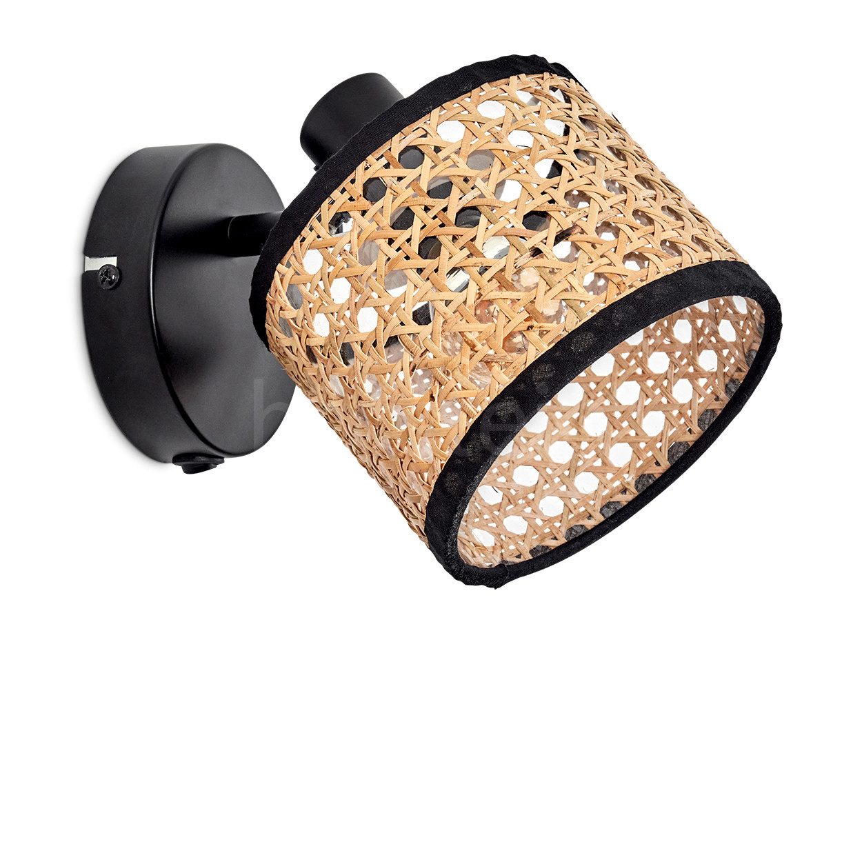 hofstein Deckenleuchte verstellbare Wandlampe, Metall/Rattan/Wiener Geflech günstig online kaufen