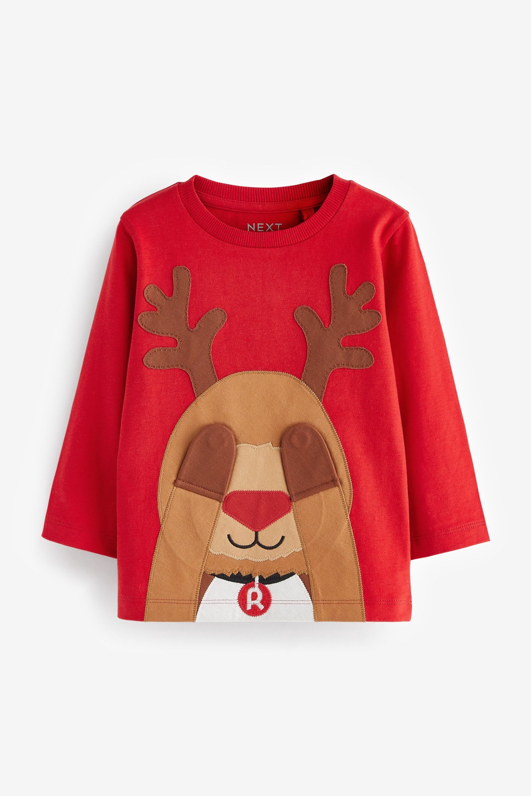 Weihnachtsshirt Reindeer Next Langarmshirt Red (1-tlg) Langärmeliges