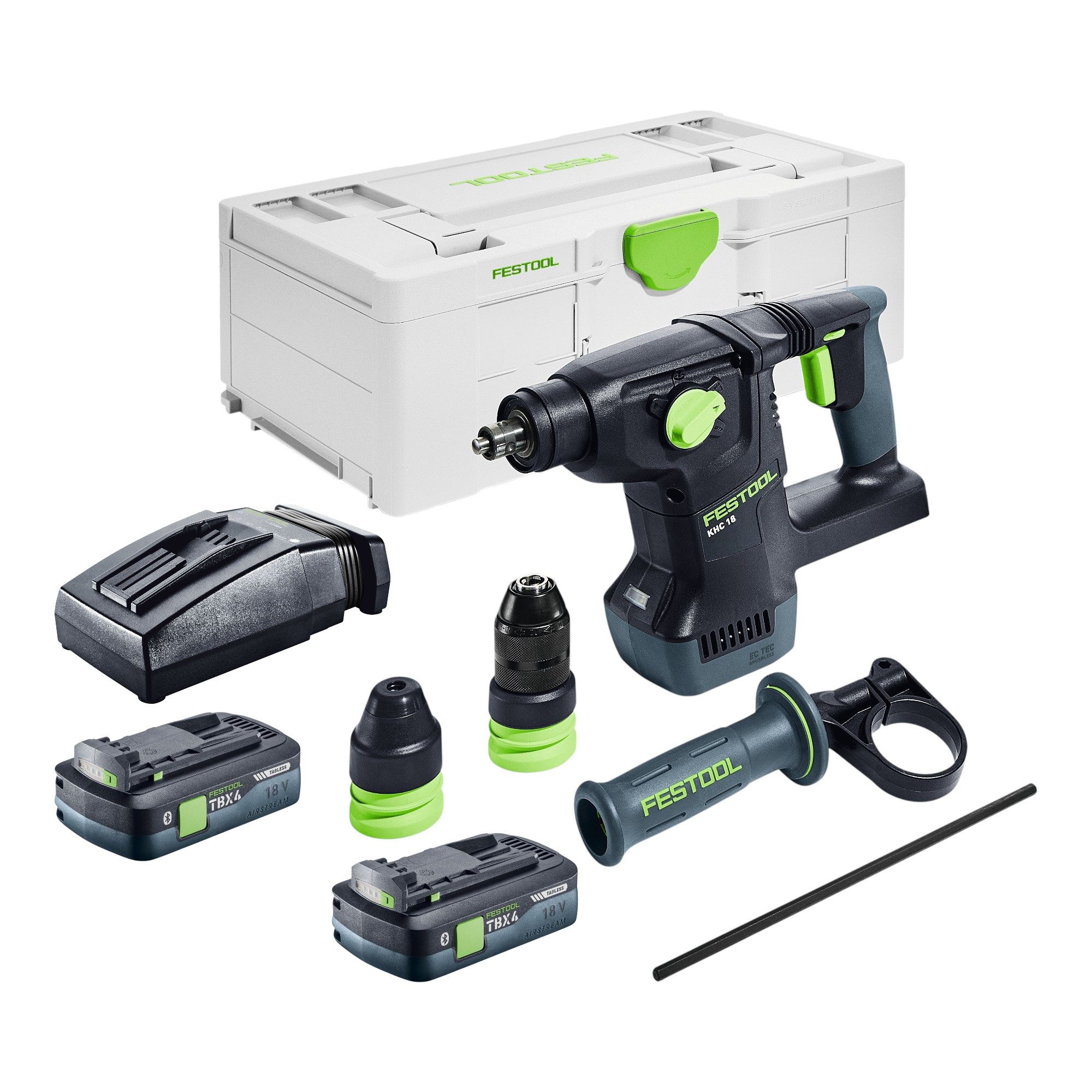 FESTOOL Akku-Kombibohrhammer KHC 18 EB-Basic 18 V 2,6 J SDS-Plus + 2x Akku 4,0 Ah + Lader