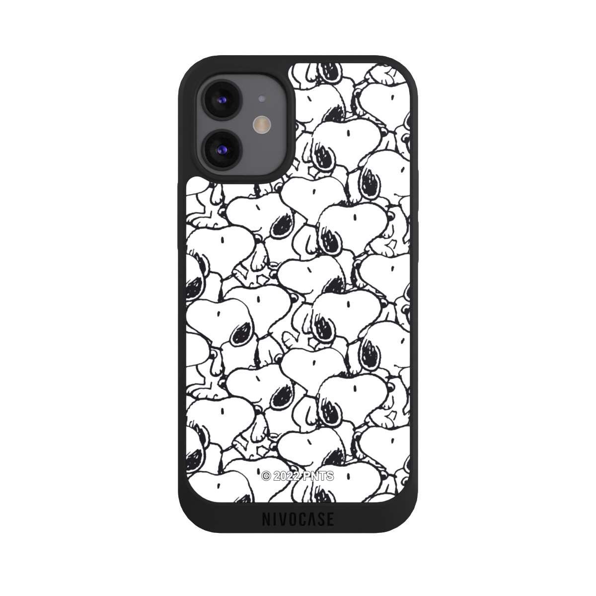 NIVOCASE Handyhülle Snoopy Muster Peanuts Snoopy Pattern Black And White, Apple iPhone 12 mini Handyhülle Hülle NIVOpure Case Schwarz