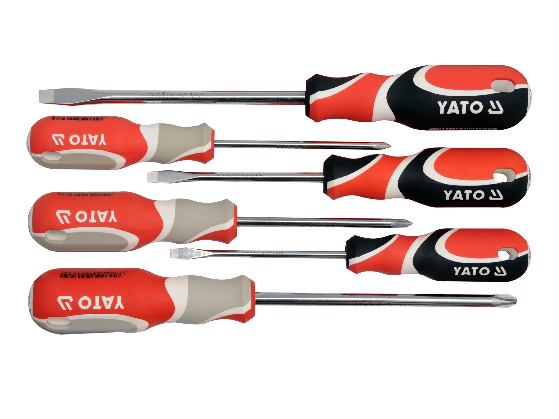Yato Bit-Schraubendreher Set di cacciaviti PH+Flat, magnetici, 6 pezzi, (Schraubendreher-Set 6-tlg. SVCM55, Schlitz/Kreuz, Schraubendreher-Set 6-tlg. SVCM55, Schlitz/Kreuz)