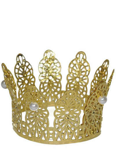 Funny Fashion Prinzessin-Kostüm »Krone aus Aluminium - Gold, Kleine Krone Zubehör Faschingskostüm Froschkönig Königin«