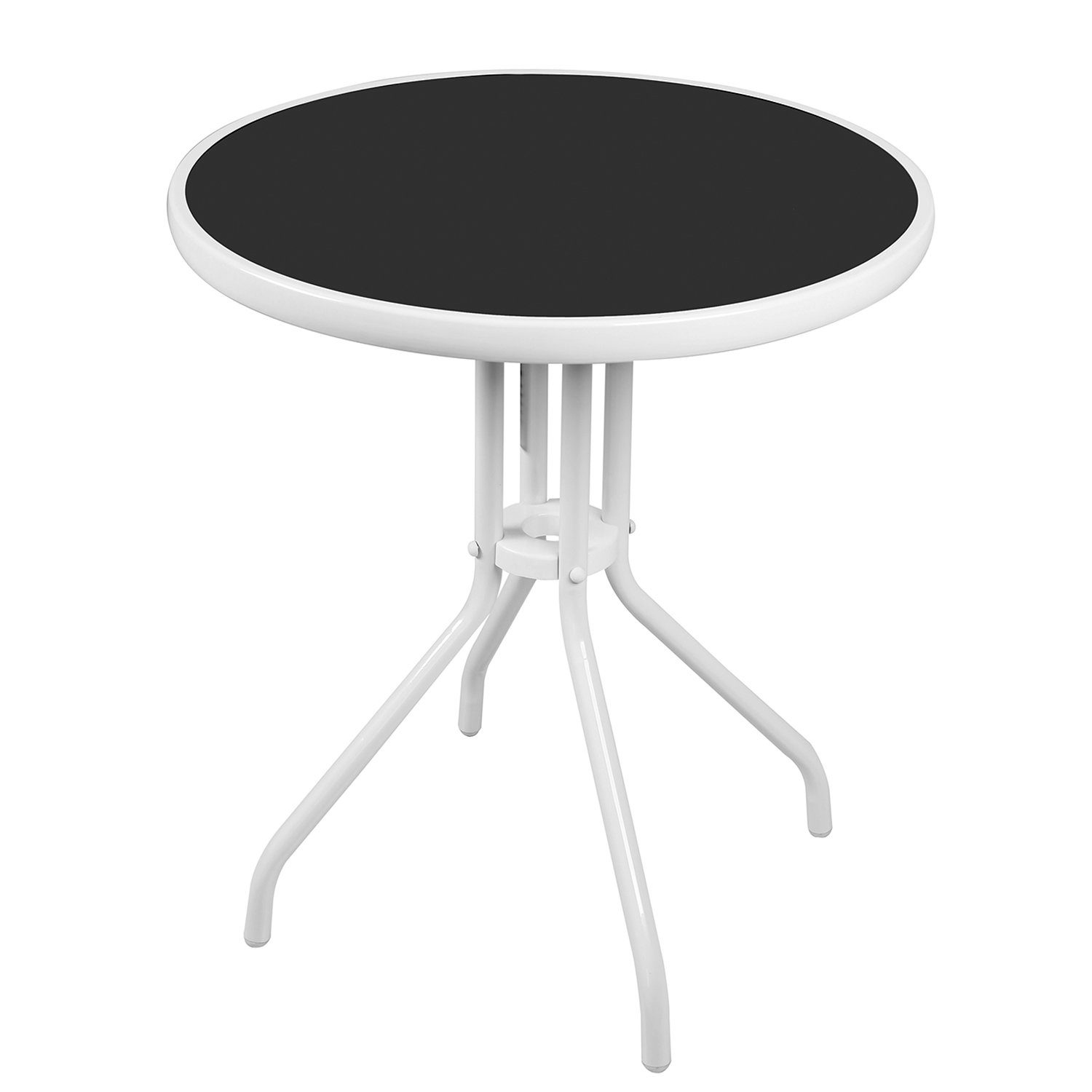 Glas/Metall Rund Mojawo Küchentisch Weiß Glastisch Gartentisch Bistrotisch Ø60xH70cm Balkontisch