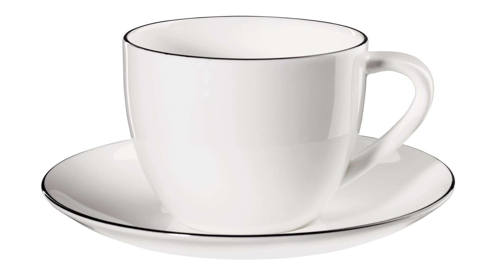 ASA SELECTION Tasse à table ligne noire Cappuccinotasse mit Untere 0,25l, Porzellan, Geschirr