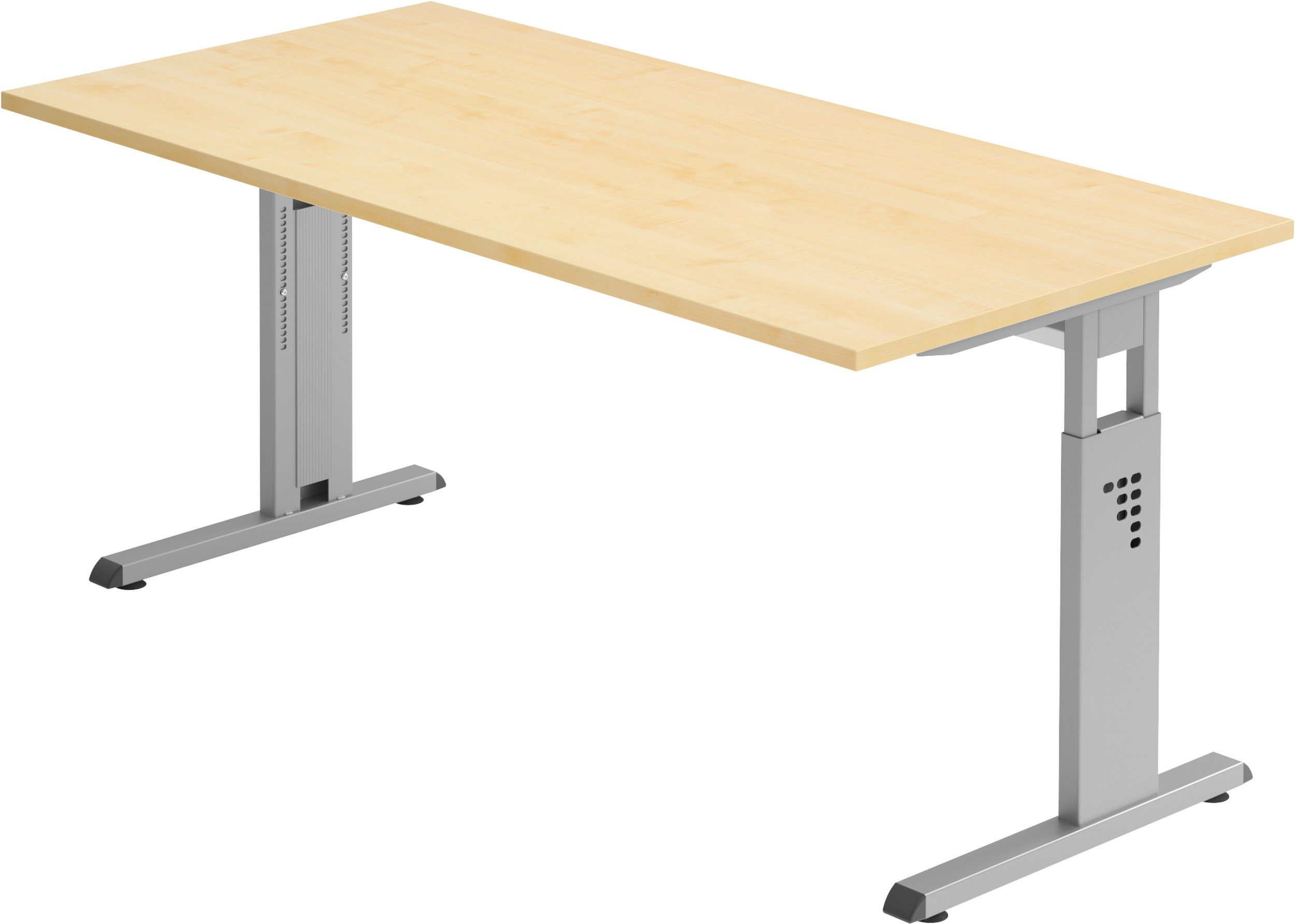 bümö Schreibtisch x - Silber - cm Gestell: Rechteck: 80 160 Dekor: Serie-O, Schreibtisch Ahorn