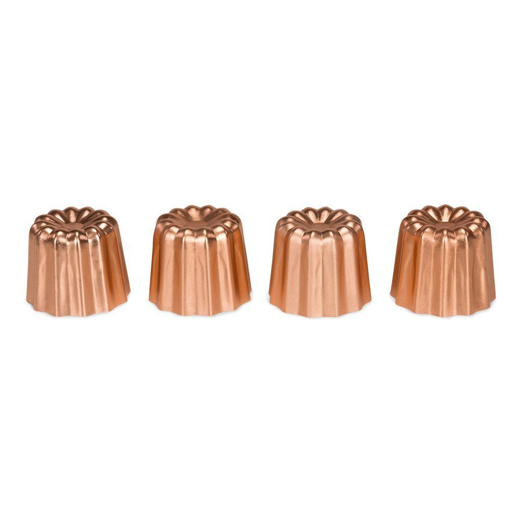 patisse Backform Canelé-Backformen-Set aus Kupfer 4-teilig - 4,5 cm, zum Backen der berühmten französischen Canelé