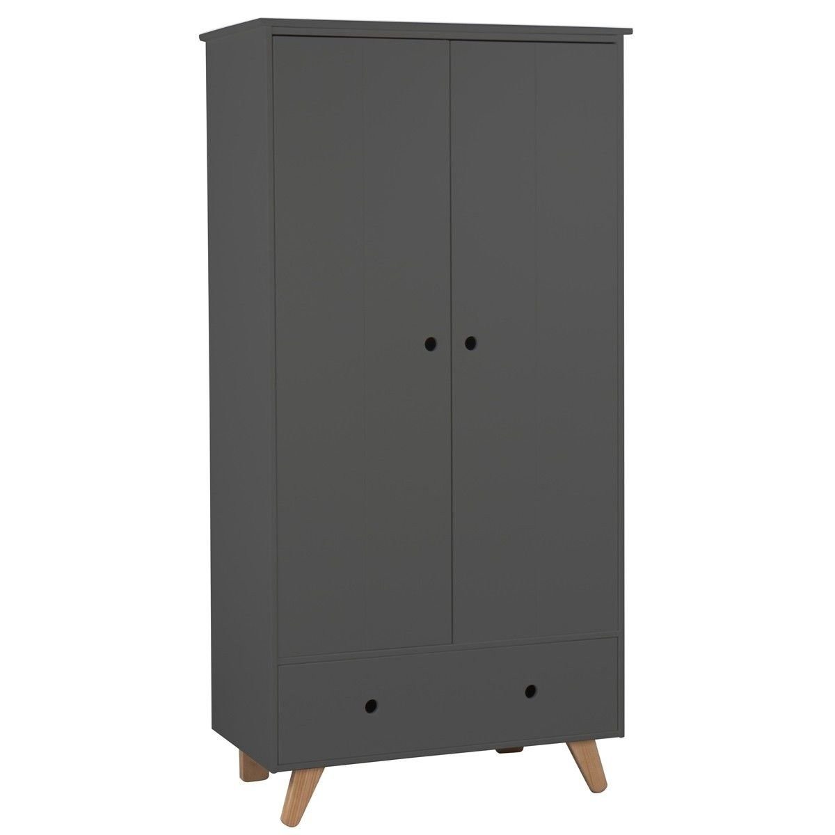Nature Kid Kinderkleiderschrank Ponca Tipi Kinder Kleiderschrank, Grau/Natur, 2-türig – Modernes (Packung, 1 Kleiderschrank) Tipi Kleiderschrank, 2-türig, Modernes Design