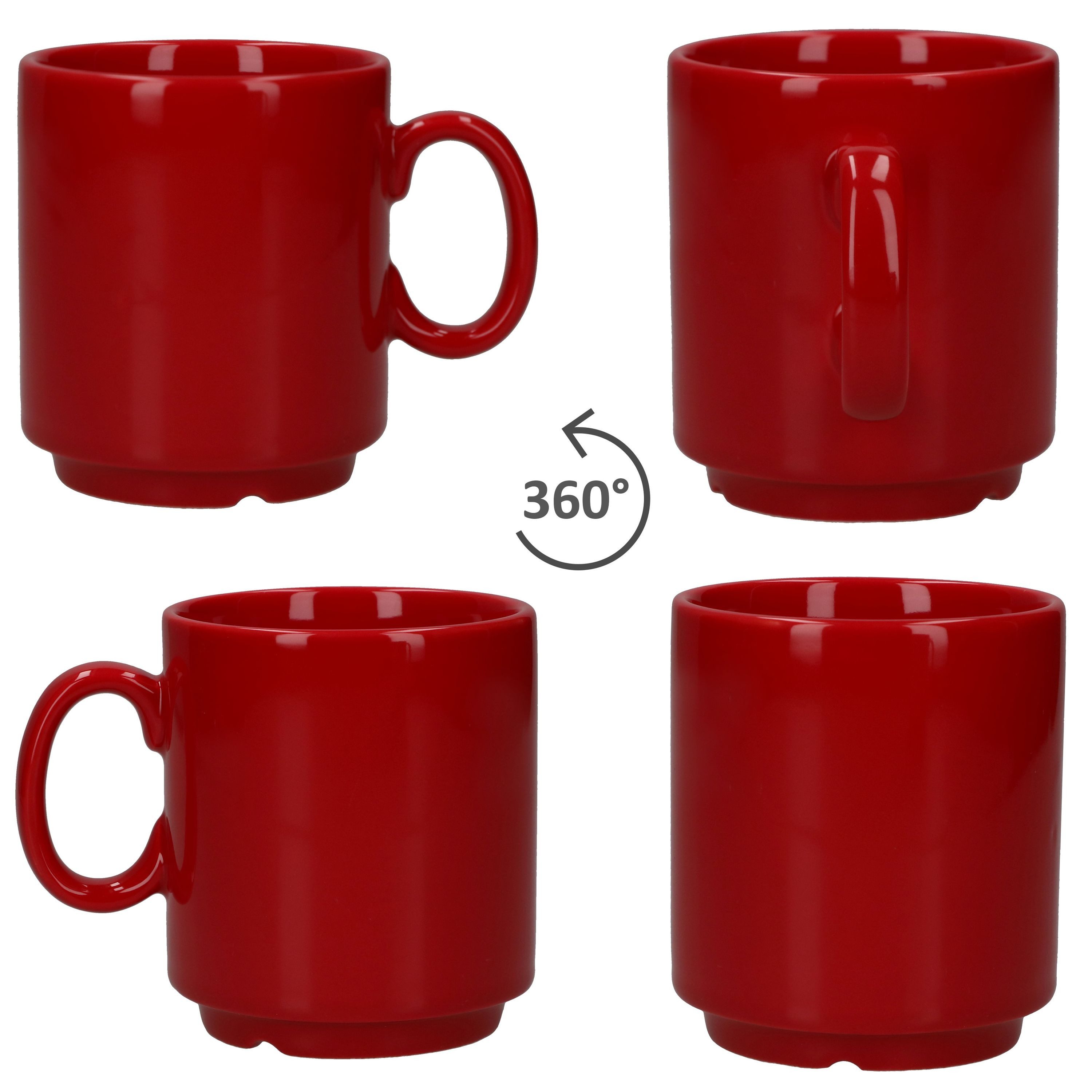 MamboCat Becher 6er Set Event Kaffeebecher 250ml rot Porzellan-Tassen stapelbar, Porzellan – Bild 4 von 5