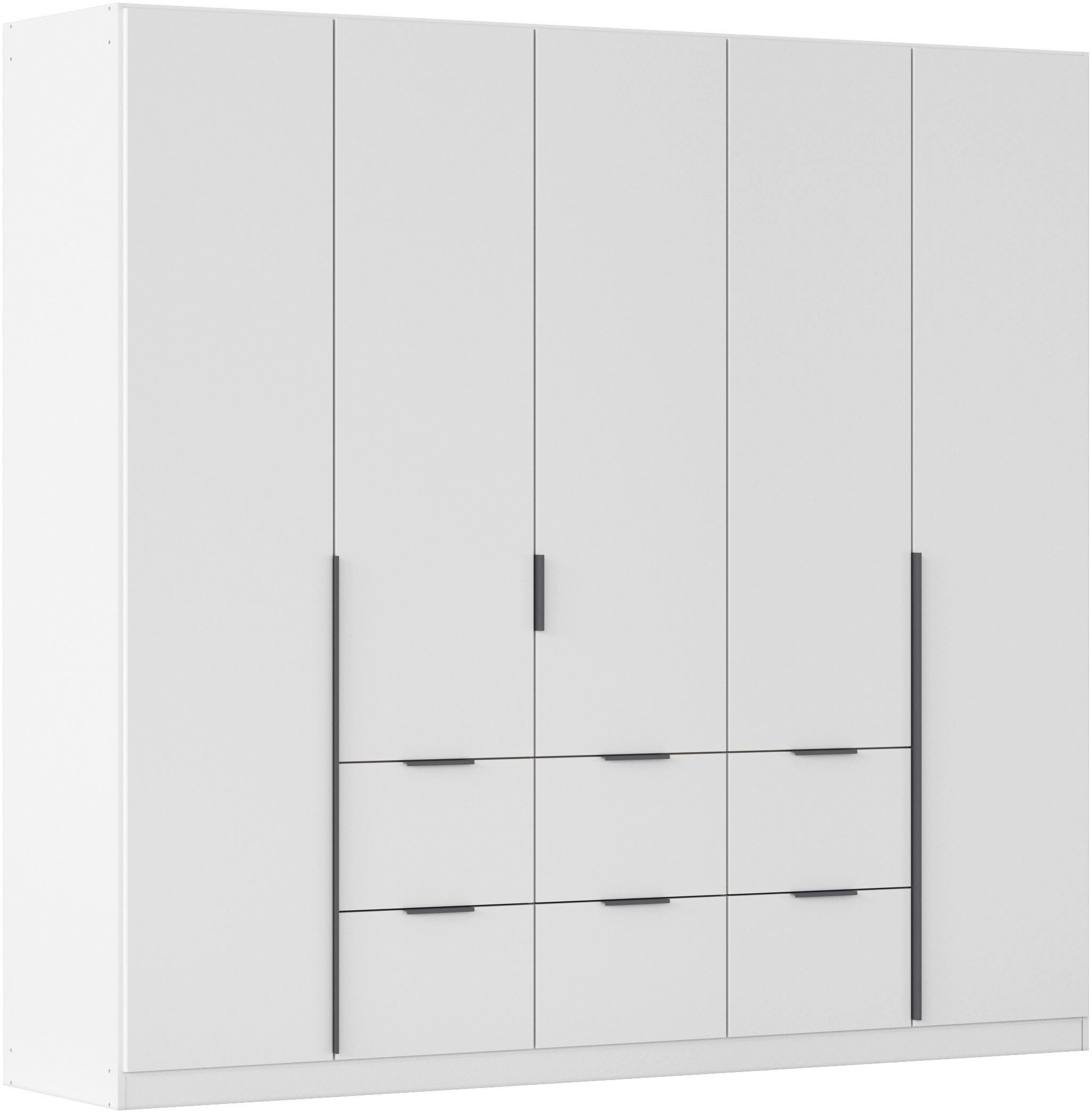 OTTO home Drehtürenschrank Kleiderschrank Schrank Garderobe AGORDO mit Dekor- oder Hochglanzfront (in zwei Griff-Farben, Breite 226 cm) mit Außenschubkästen, Serie in 7 Breiten und 2 Höhen MADE IN GERMANY