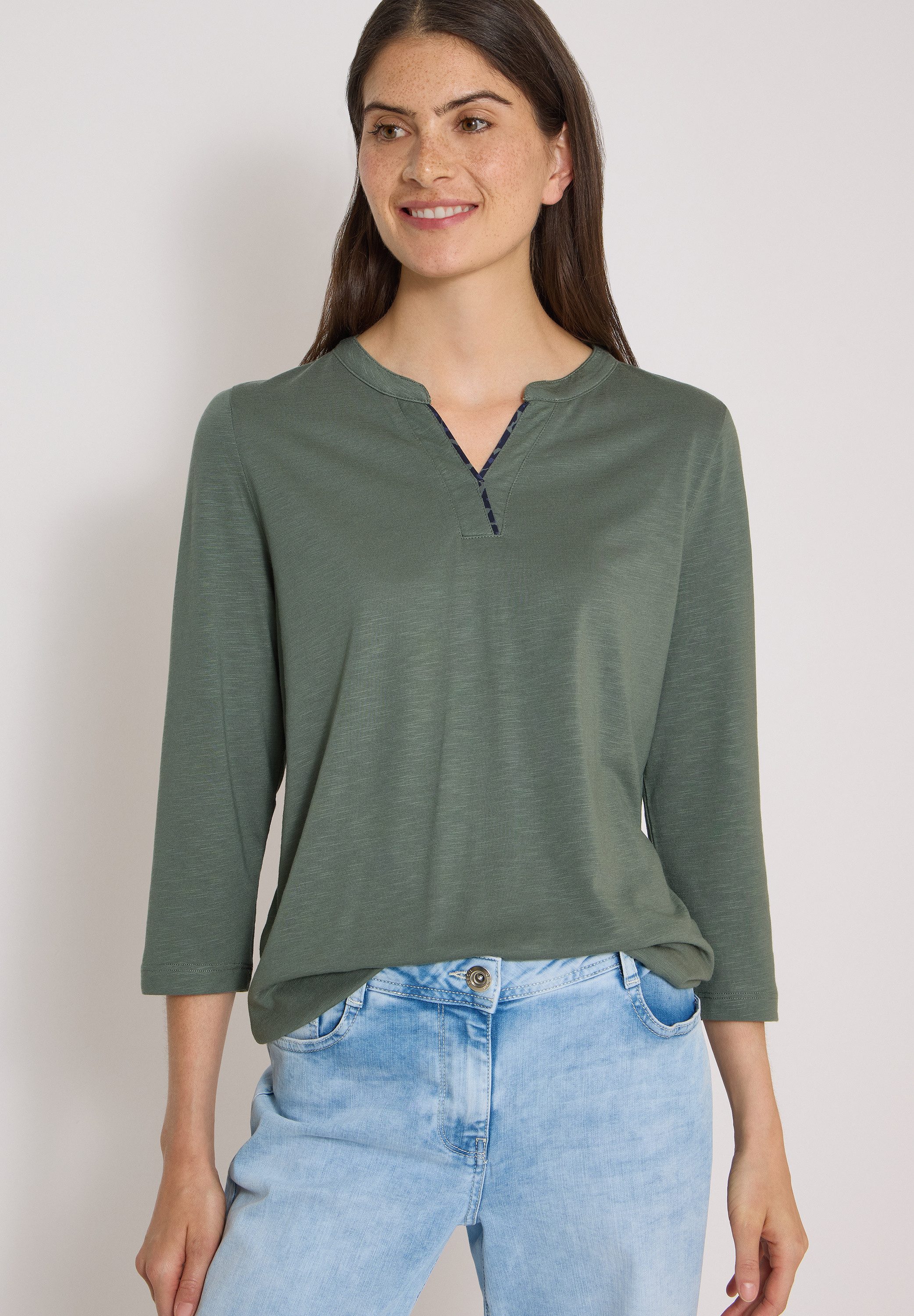 CECIL 3/4-Arm-Shirt mit Splitneck
