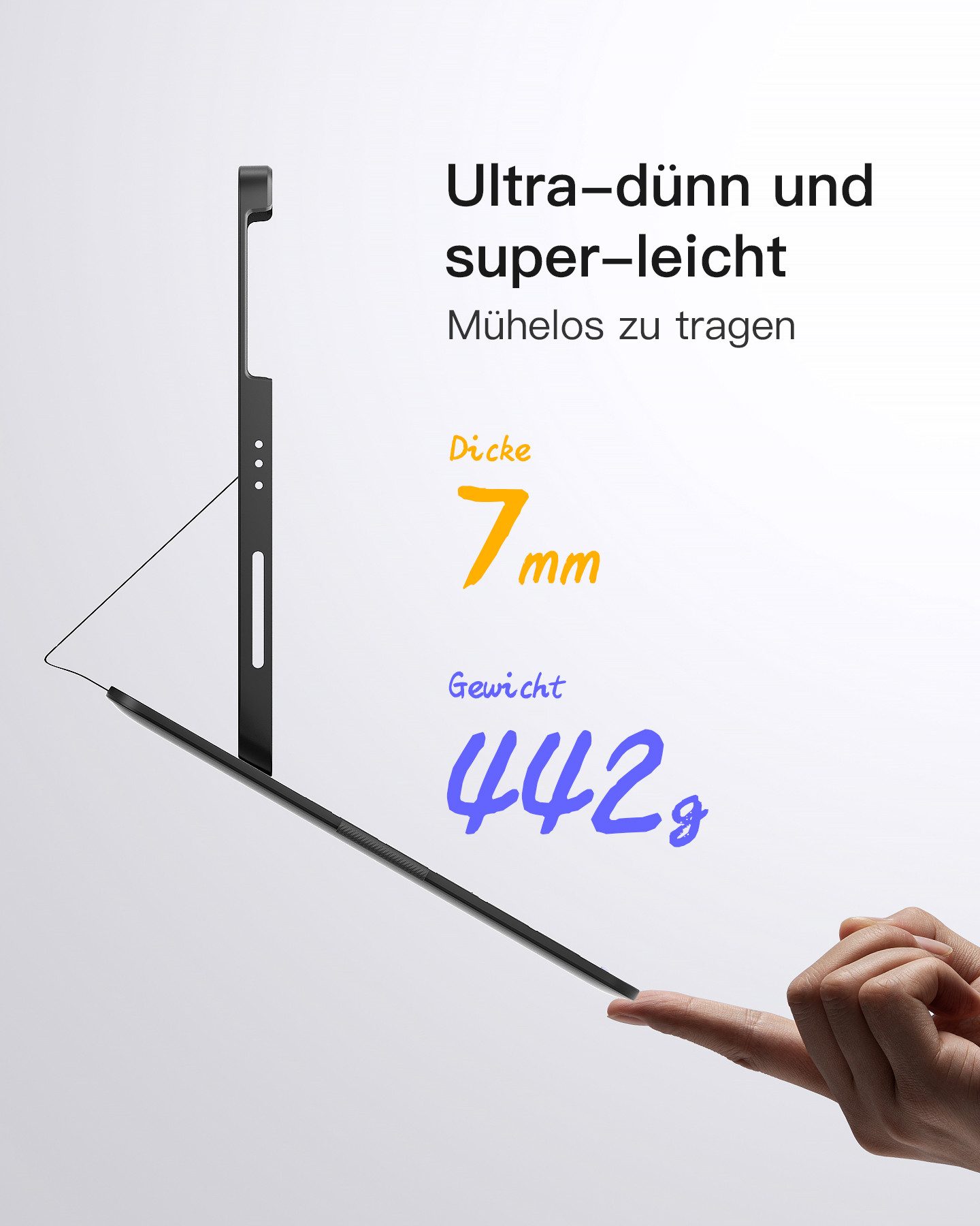 Inateck für iPad 11 Gen A16, iPad Air 11'' M4 M3, iPad 10 Gen iPad-Tastatur (Ultraleichte, mit Stifthalter, 7-Farbiger Hintergrund Beleuchtung)
