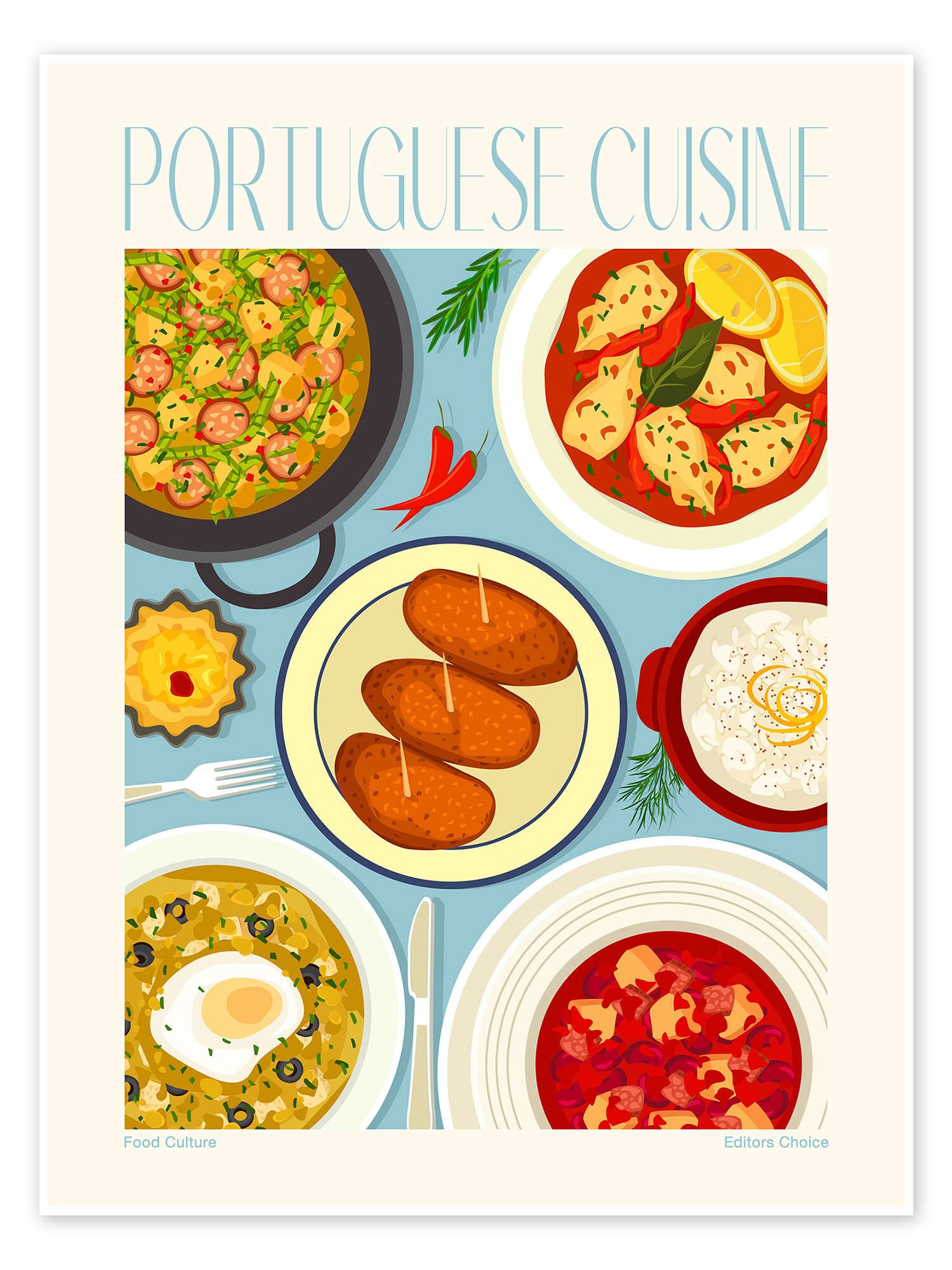 Posterlounge Wandbild Traditional Food - Portuguese Cuisine, Editors Choice, erhältlich als Poster, Leinwandbild, Wandsticker oder Acrylglasbild